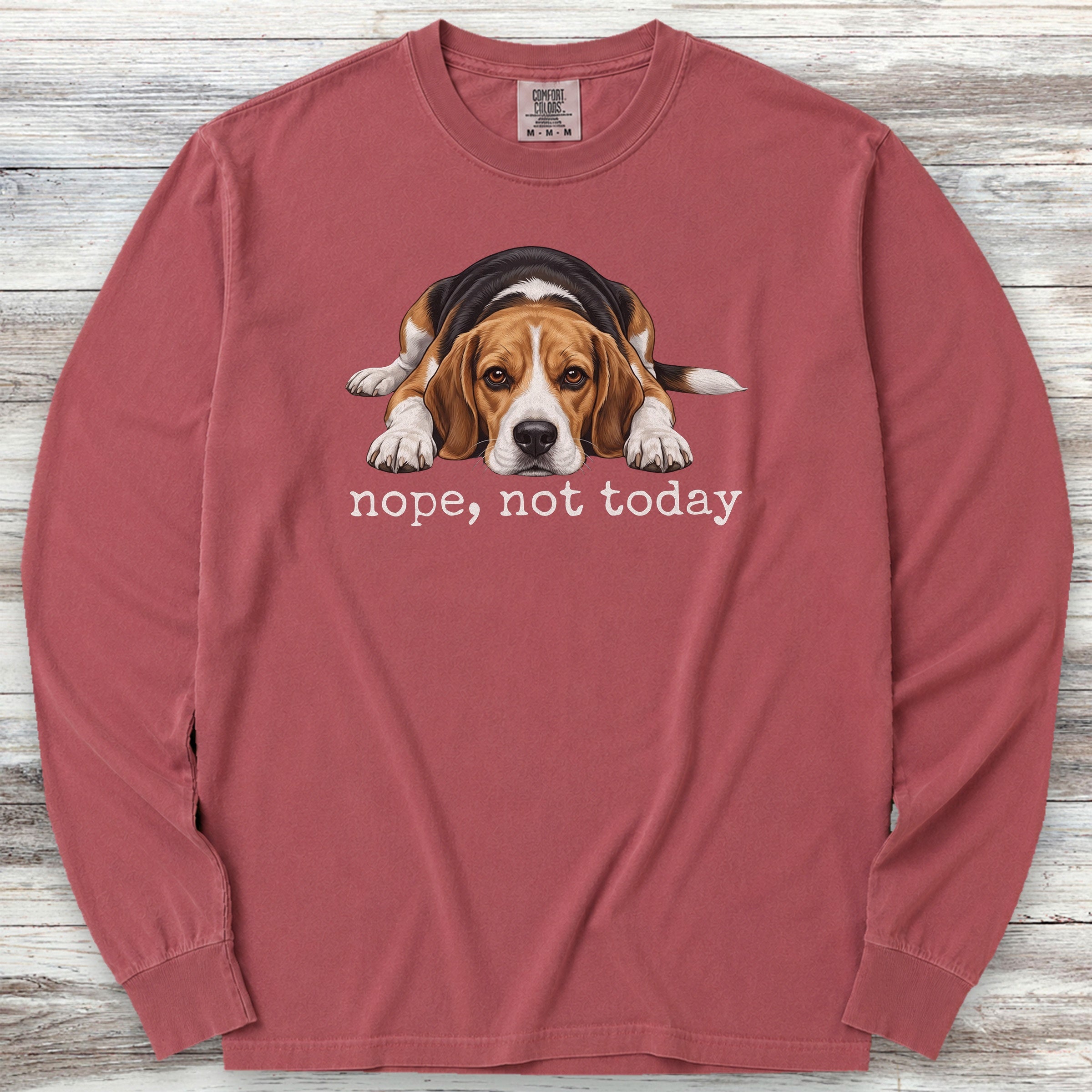 Beagle Nope Long Sleeve Tee - Brick