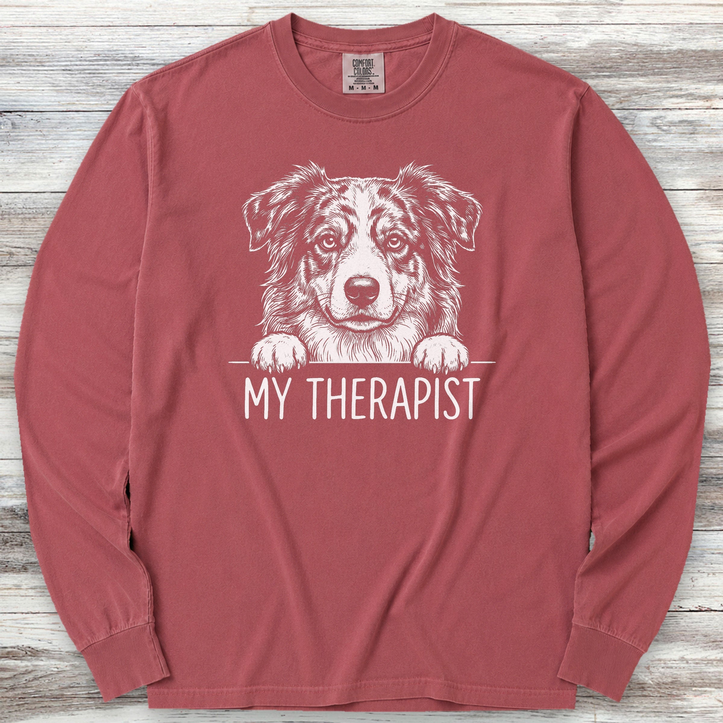 Australian Shepherd Therapist Long Sleeve Tee - Brick