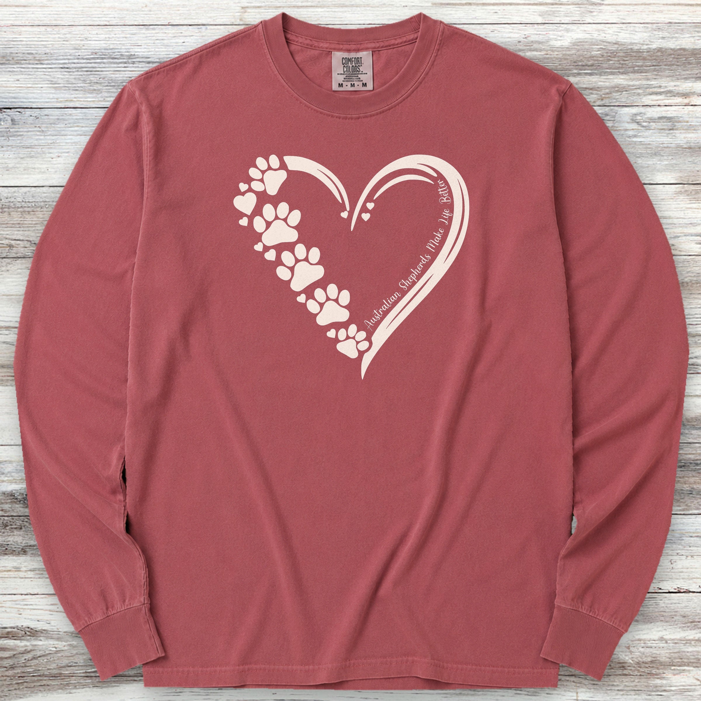 Australian Shepherd Loyal Heart Long Sleeve Tee - Brick