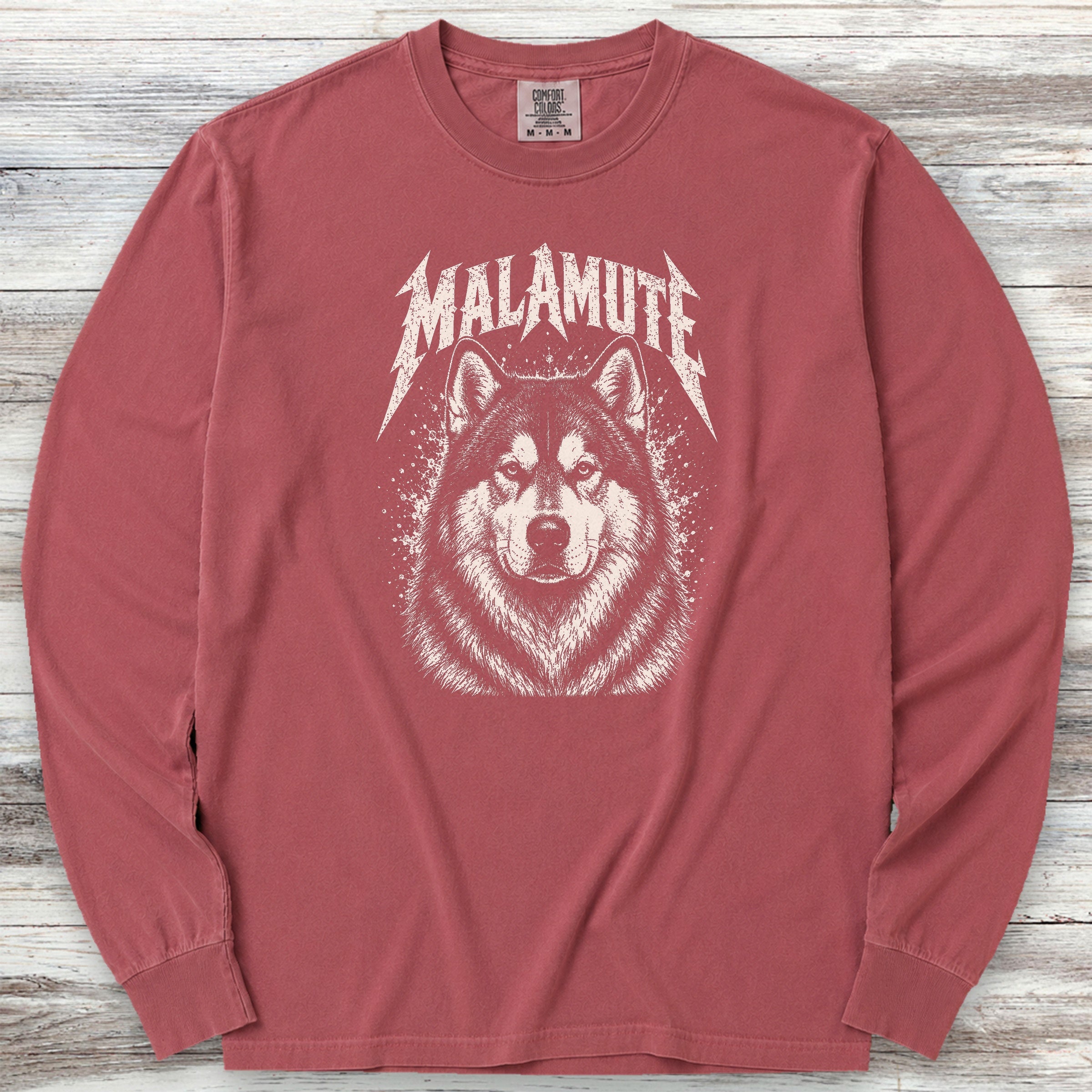 Alaskan Malamute Metal Long Sleeve Tee - Brick