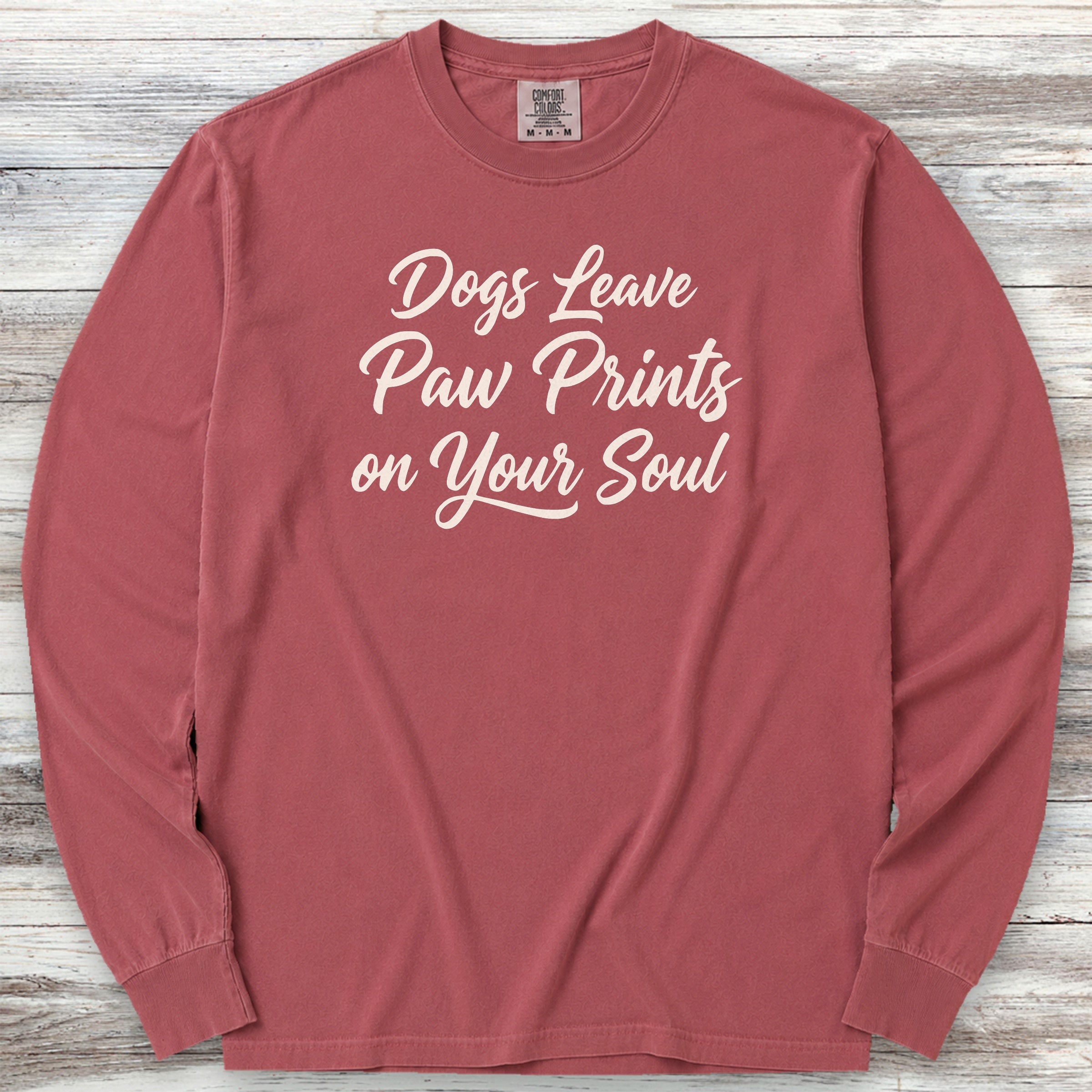 Paw Prints on Your Soul Long Sleeve Tee - Brick
