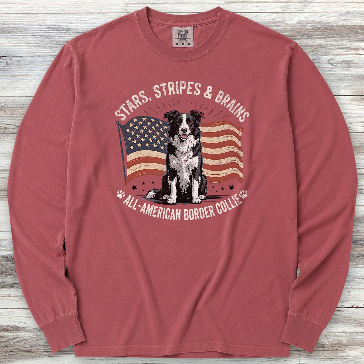 Border Collie All American Long Sleeve Tee - Brick