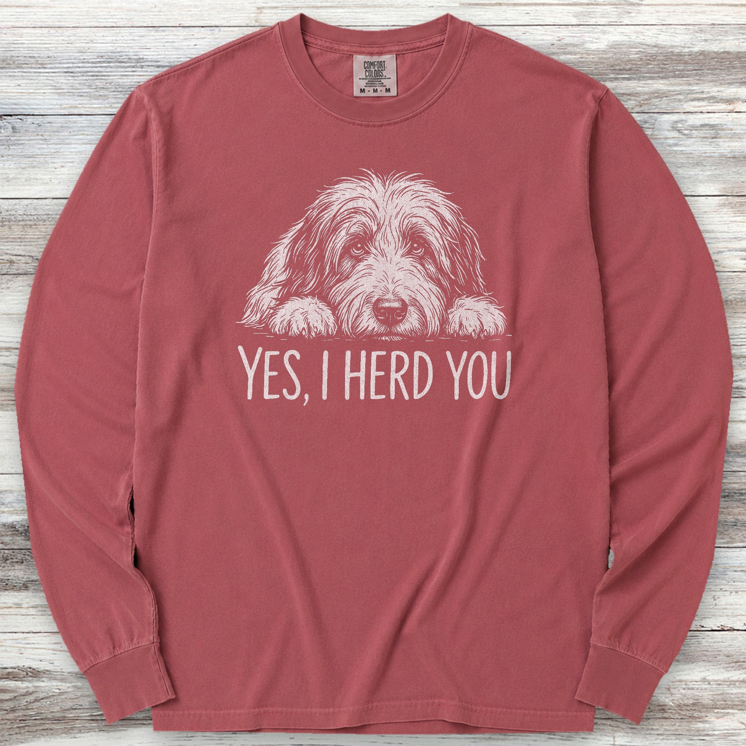 Bearded Collie Herd You Long Sleeve Tee - Brick