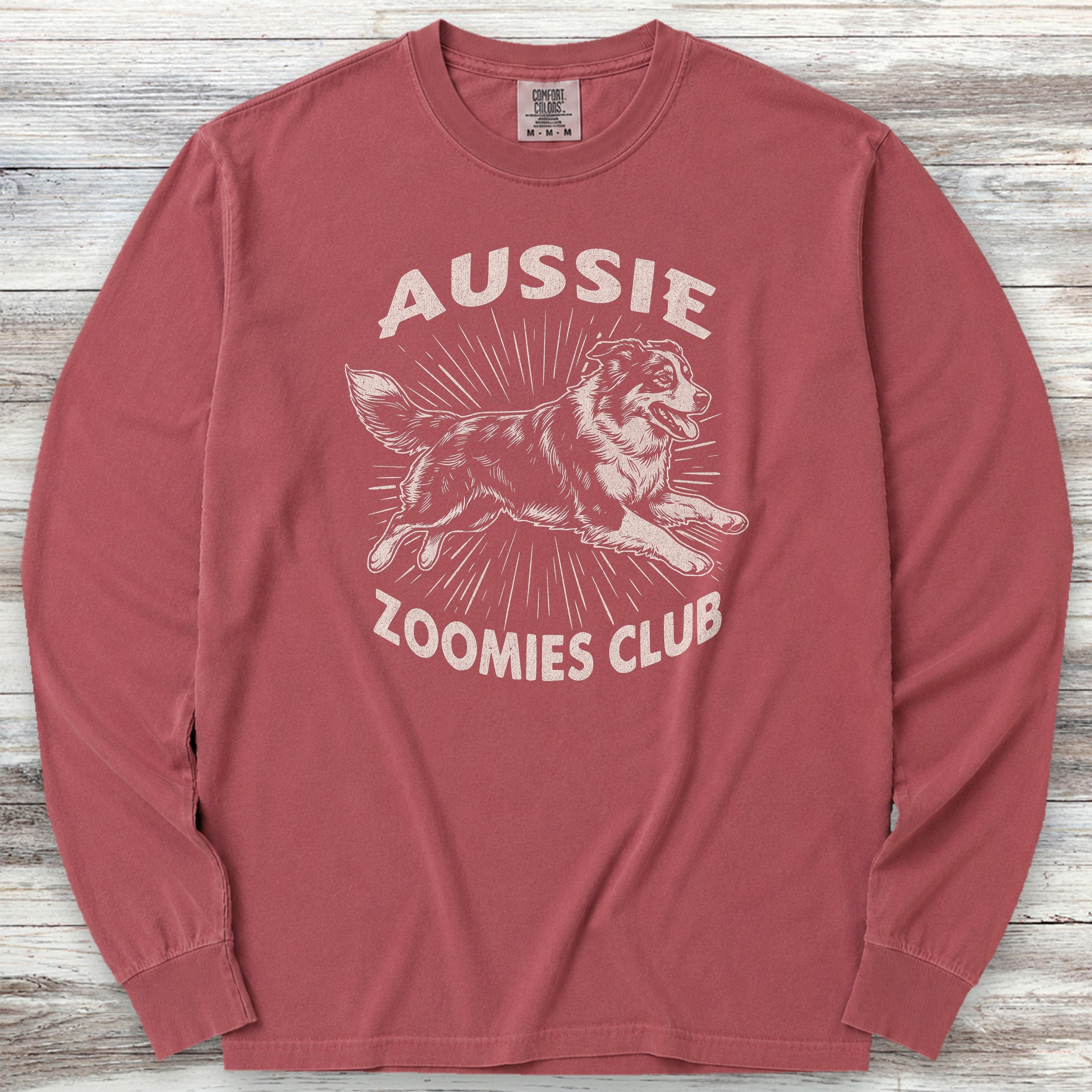 Australian Shepherd Zoomies Long Sleeve Tee - Brick