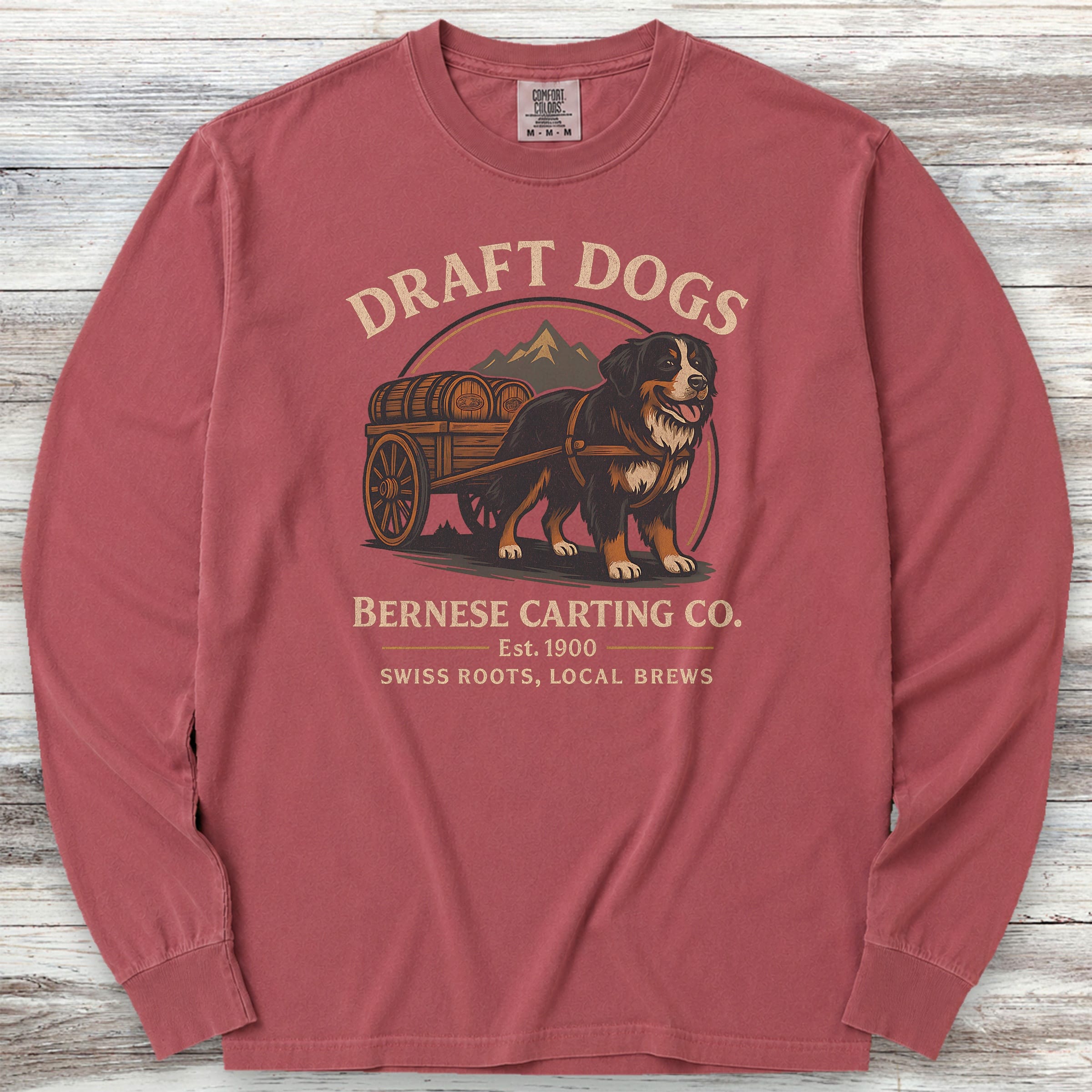 Bernese Mountain Dog Draft Dogs Long Sleeve Tee - Brick
