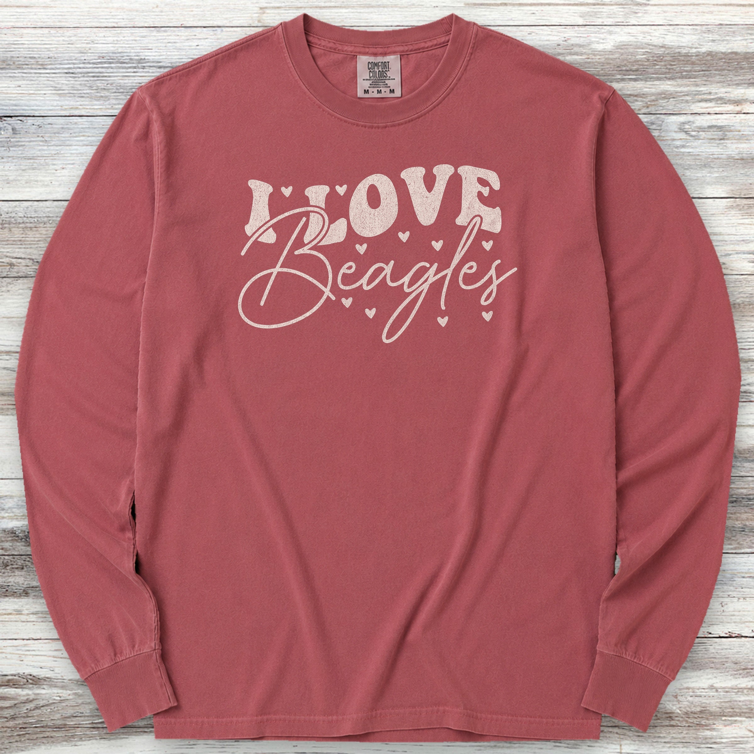 I Love Beagles Long Sleeve Tee - Brick