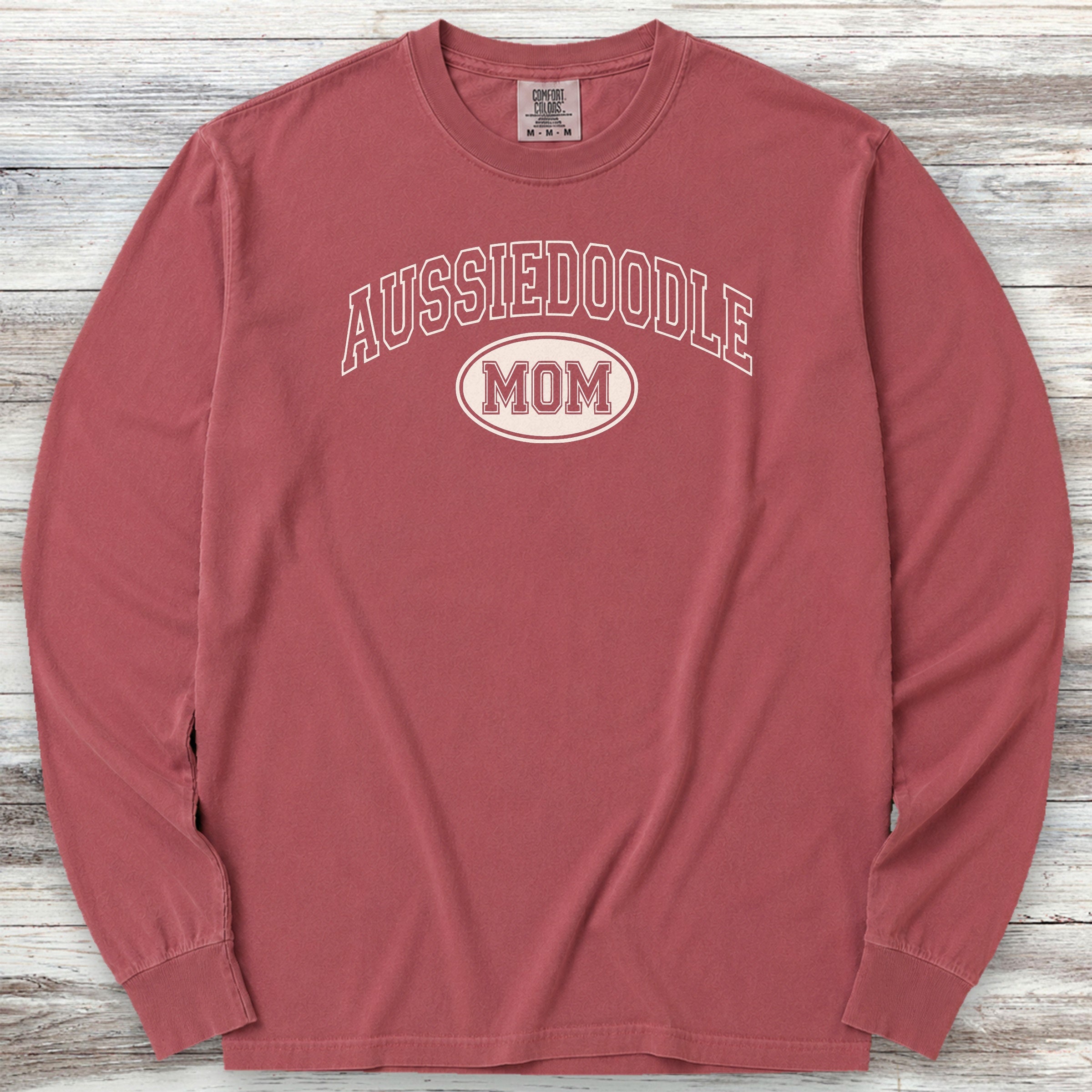 Aussiedoodle University Mom Long Sleeve Tee - Brick
