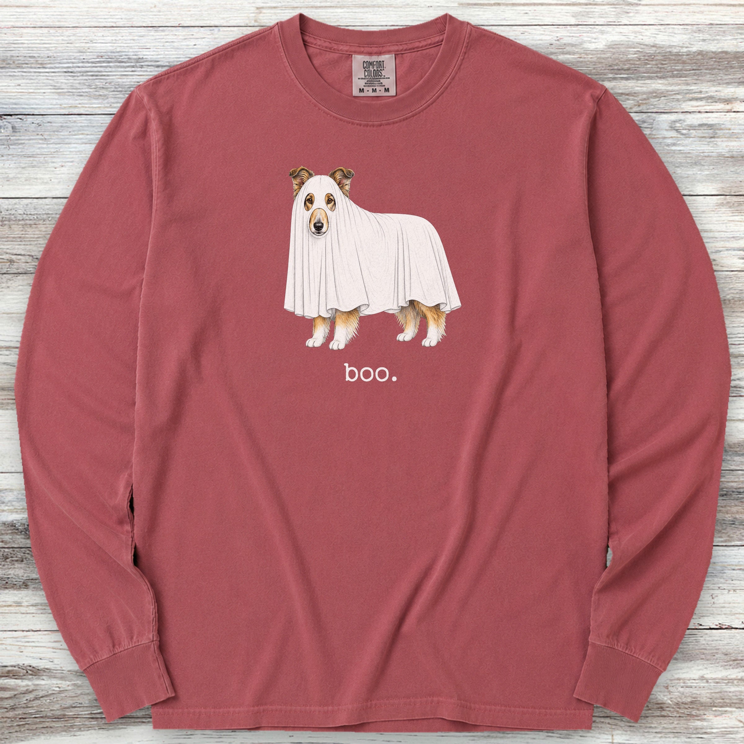 Rough Collie Boo Long Sleeve Tee - Brick