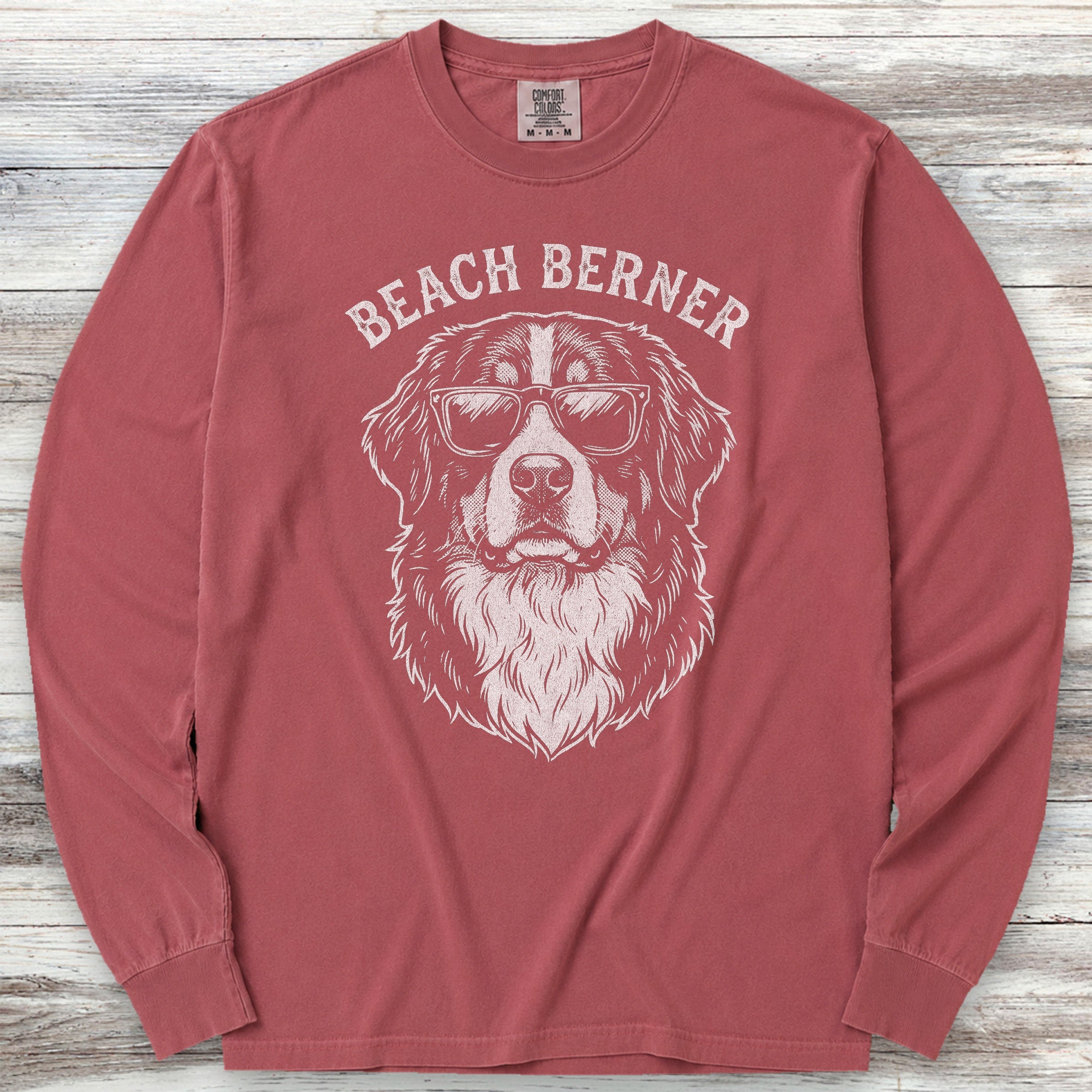 Bernese Mountain Dog Beach Berner Long Sleeve Tee - Brick