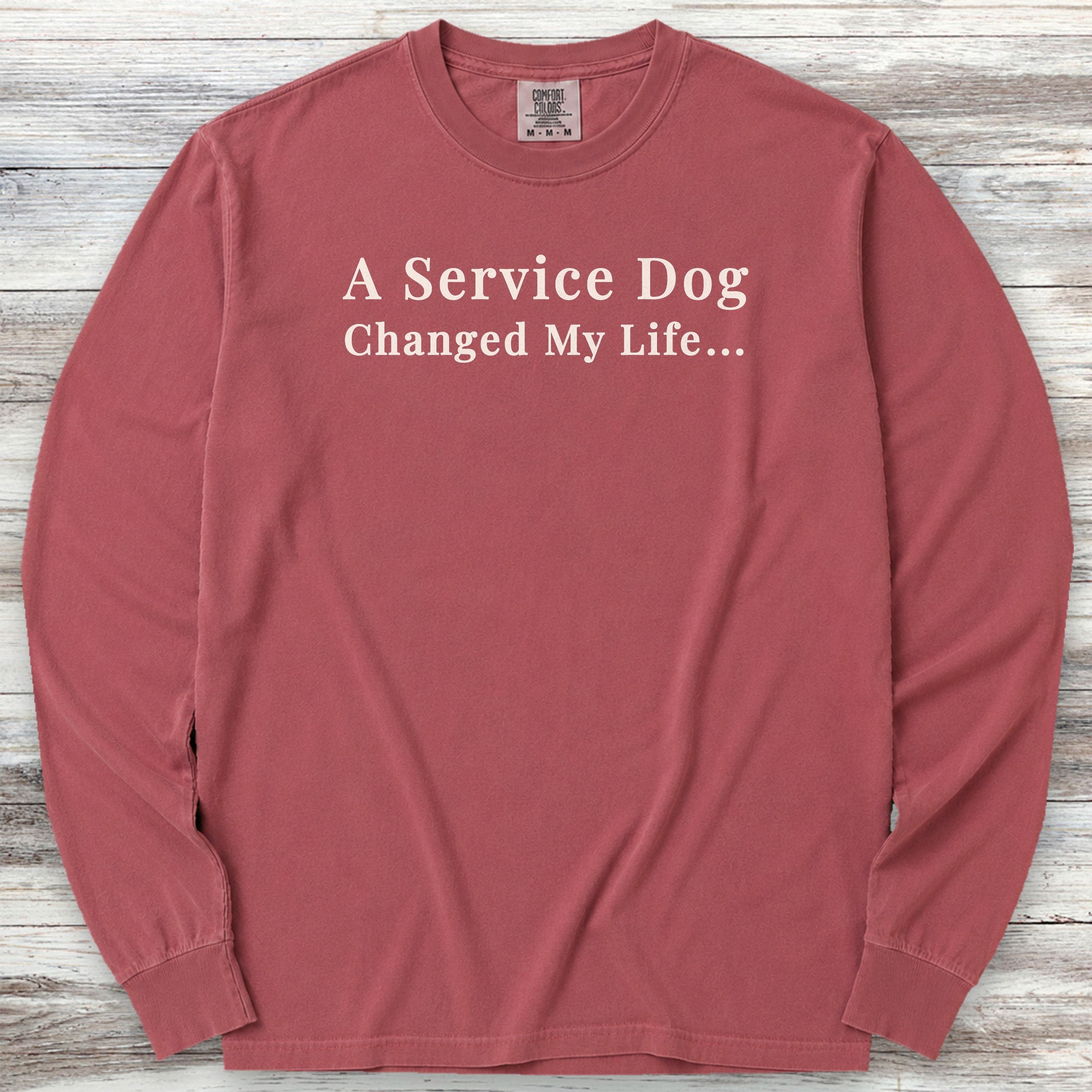 Service Dog Changed Life Long Sleeve Tee - Brick