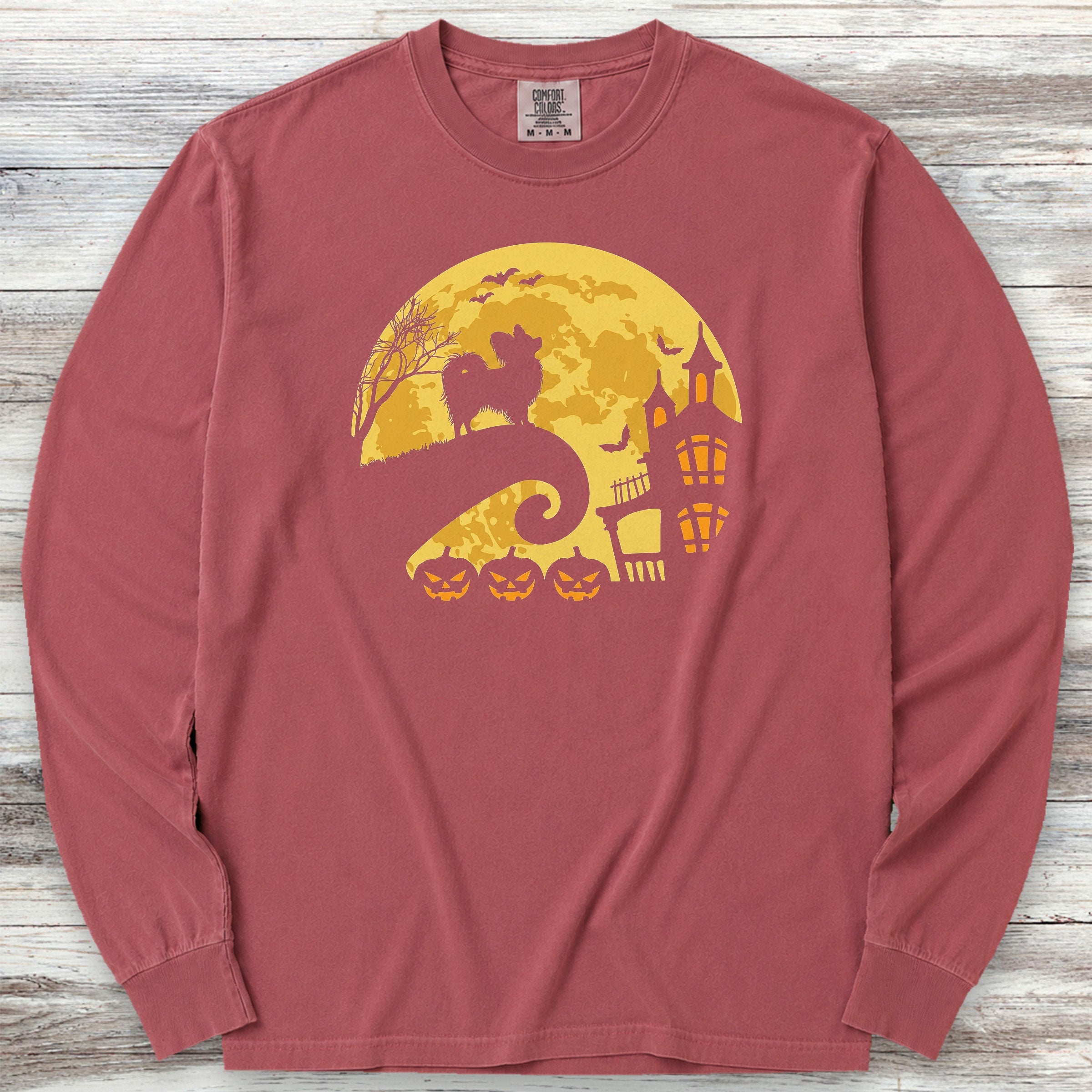 Papillon Halloween Moon Long Sleeve Tee - Brick