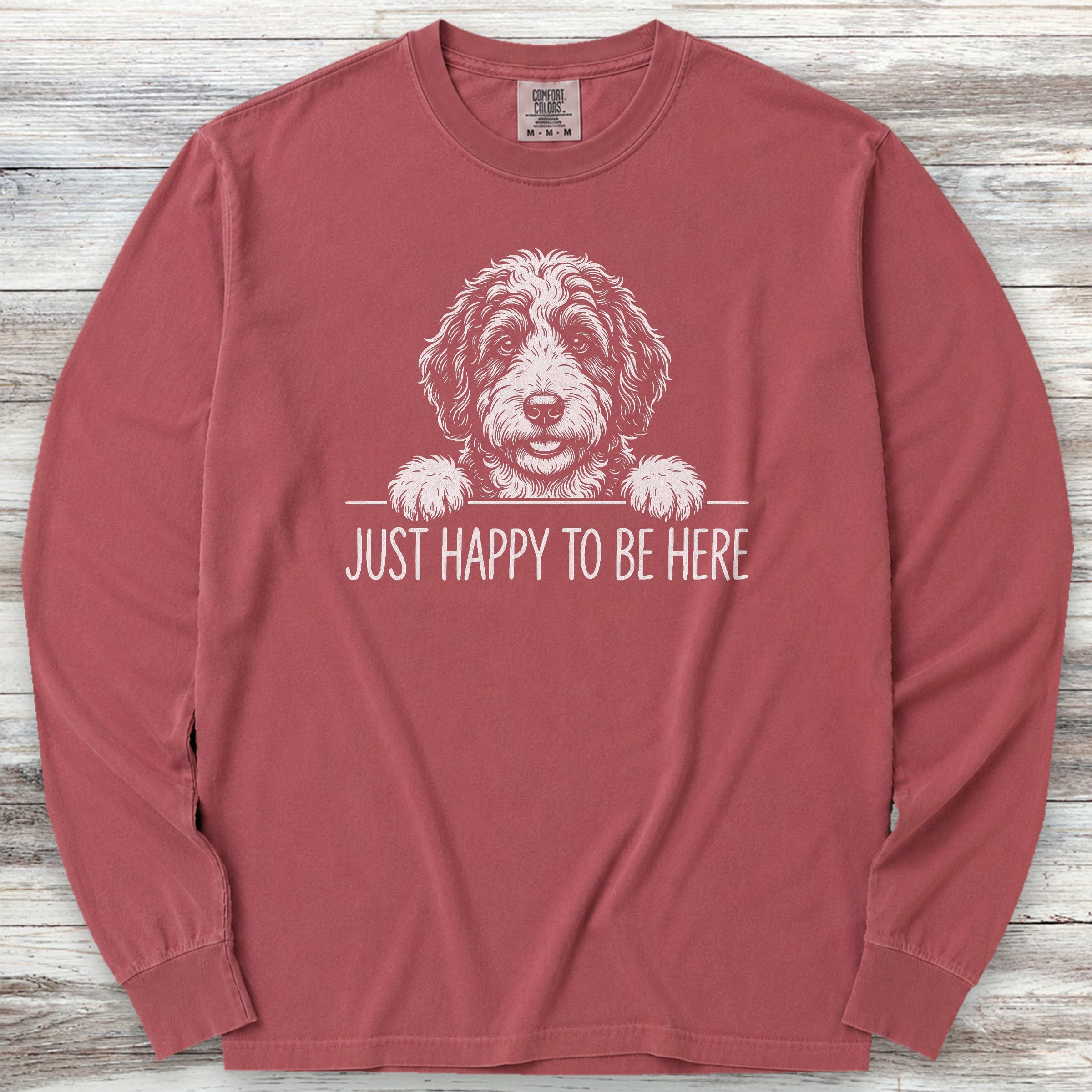 Bernedoodle Happy Long Sleeve Tee - Brick
