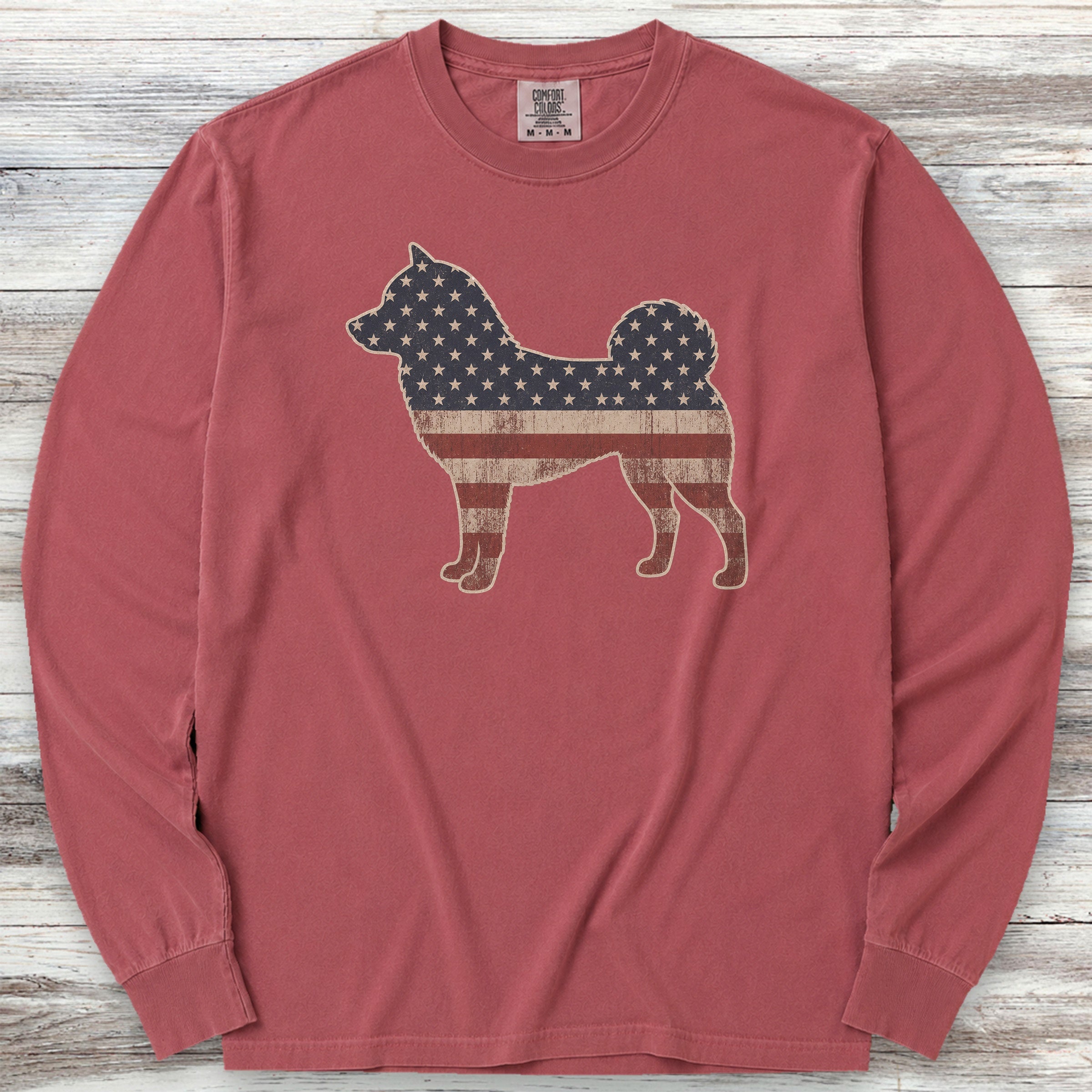 Shiba Inu Vintage USA Long Sleeve Tee - Brick