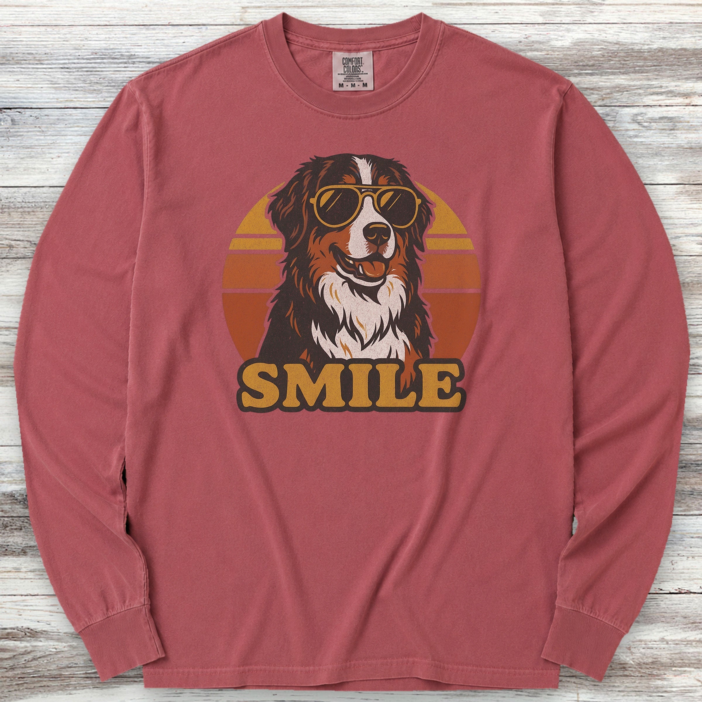 Bernese Mountain Dog Smile Long Sleeve Tee - Brick