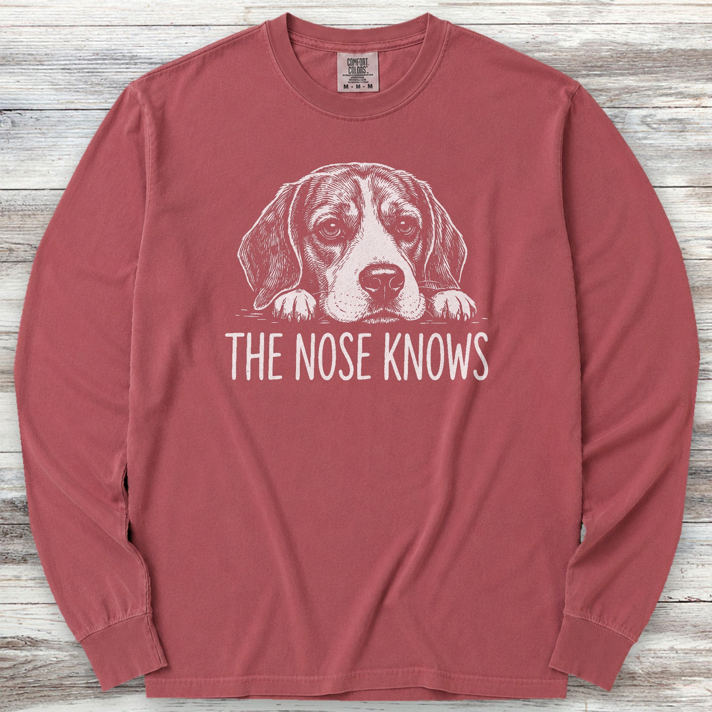 Beagle Nose Knows Long Sleeve Tee - Brick