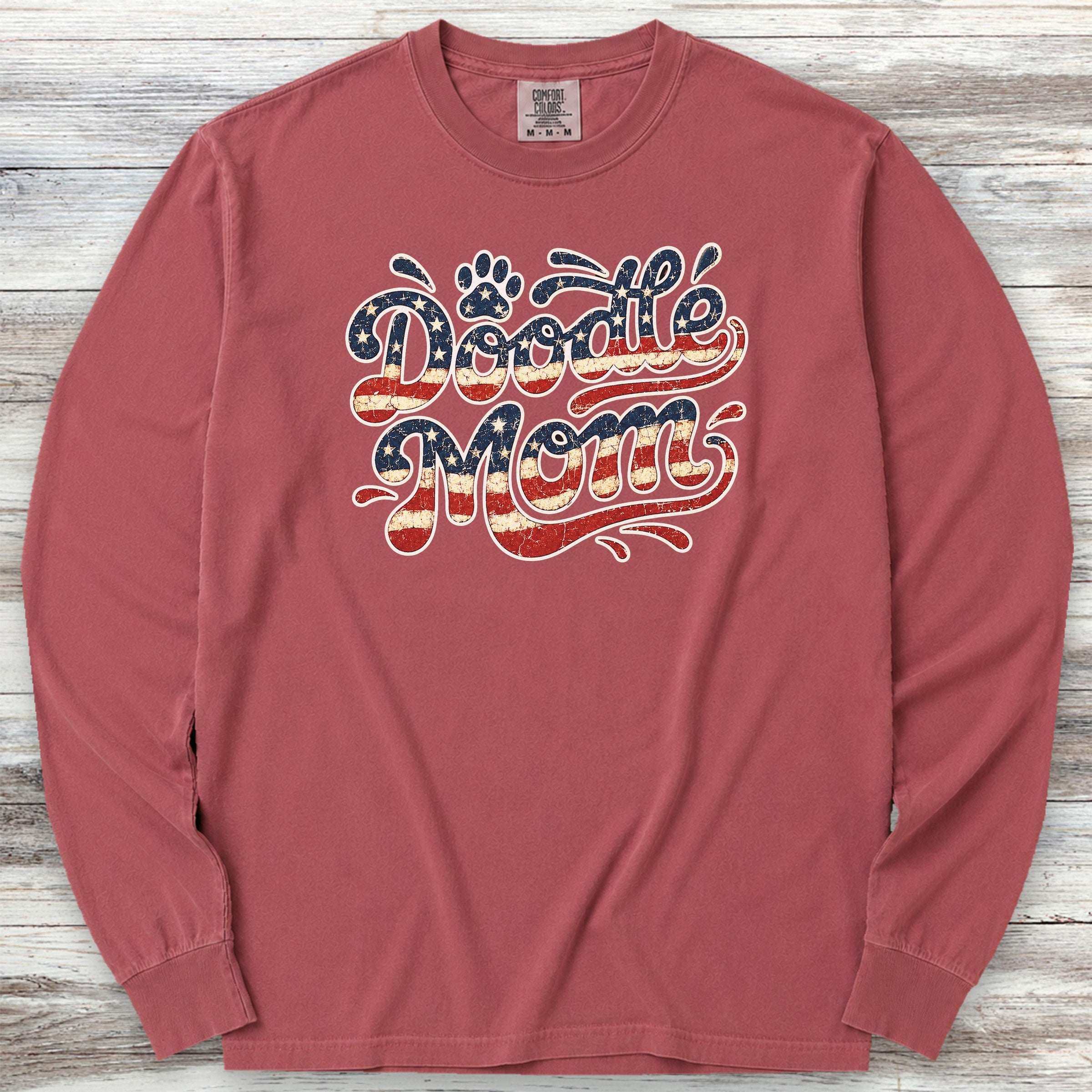Doodle USA Mom Long Sleeve Tee - Brick