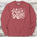 Pug Groovy Mom Long Sleeve Tee - Brick