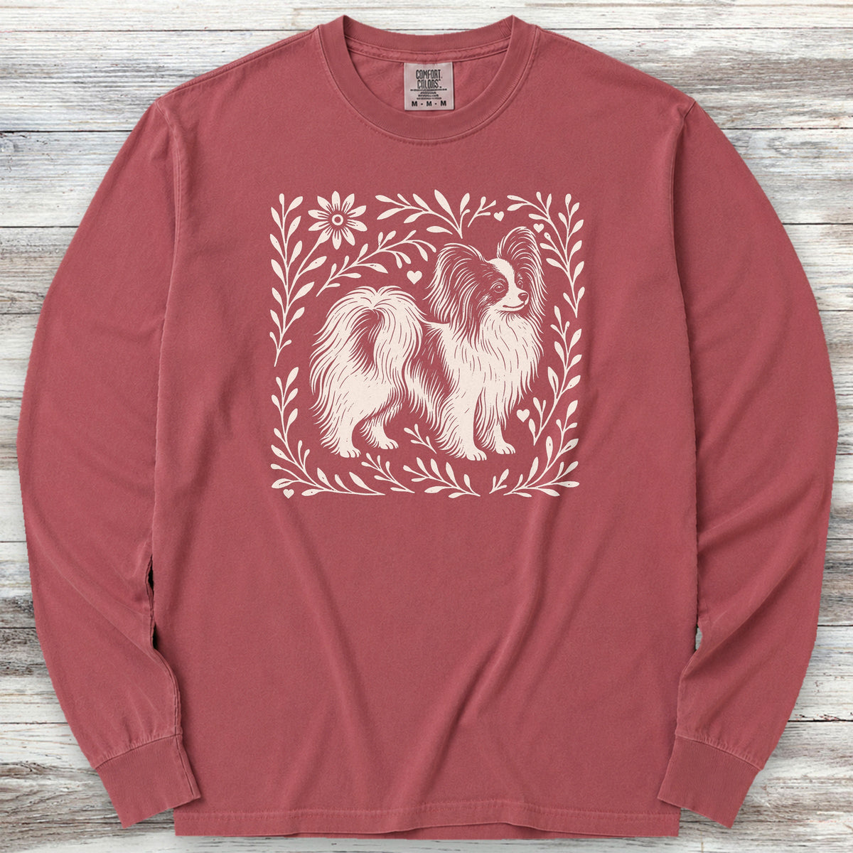 Papillon Linocut Long Sleeve Tee - Brick
