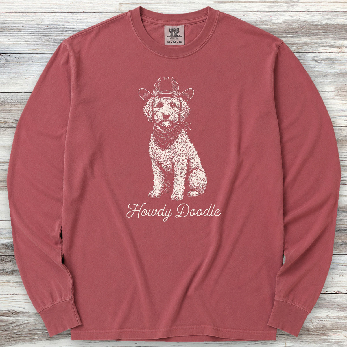 Labradoodle Howdy Doodle Long Sleeve Tee - Brick