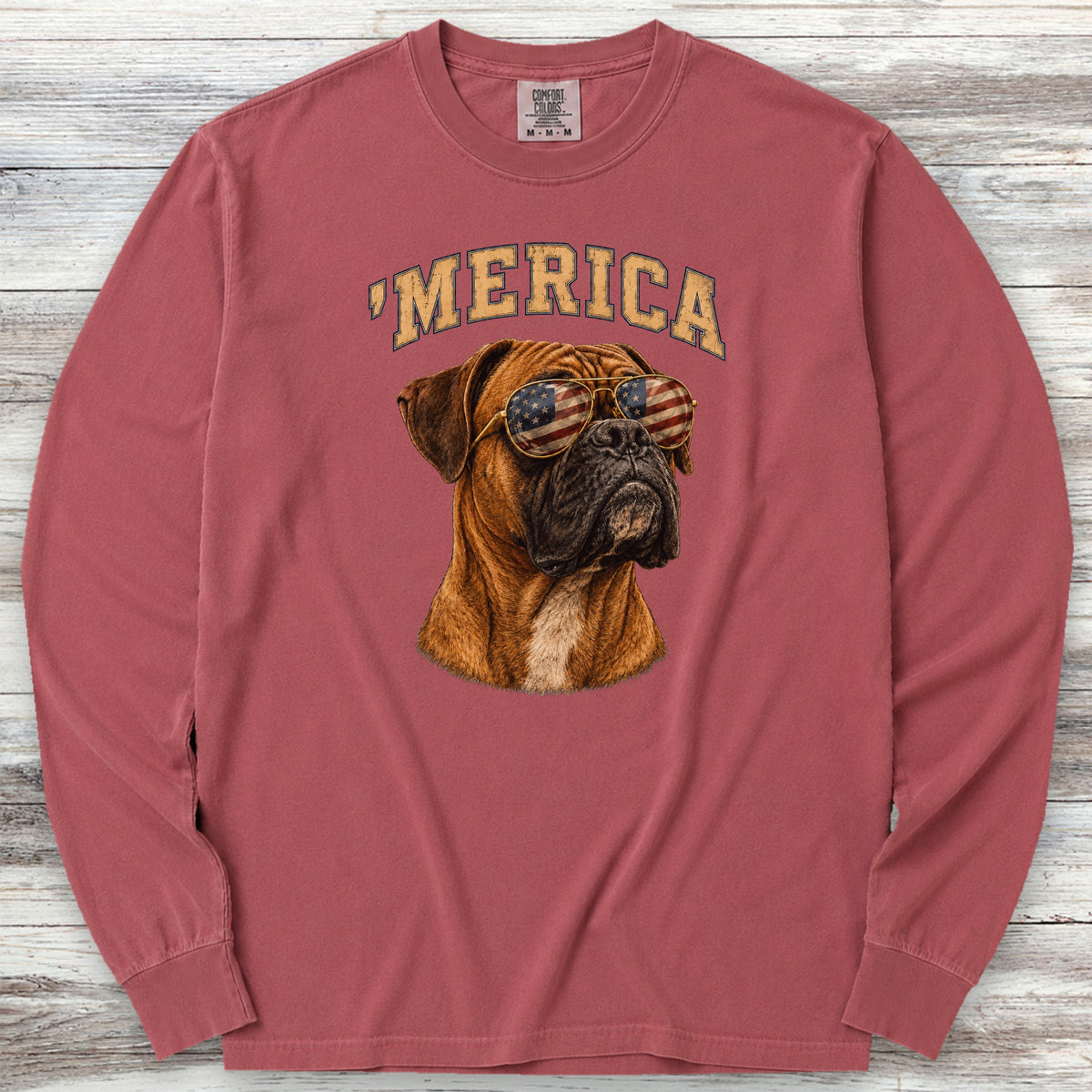 Boxer 'Merica Long Sleeve Tee - Brick