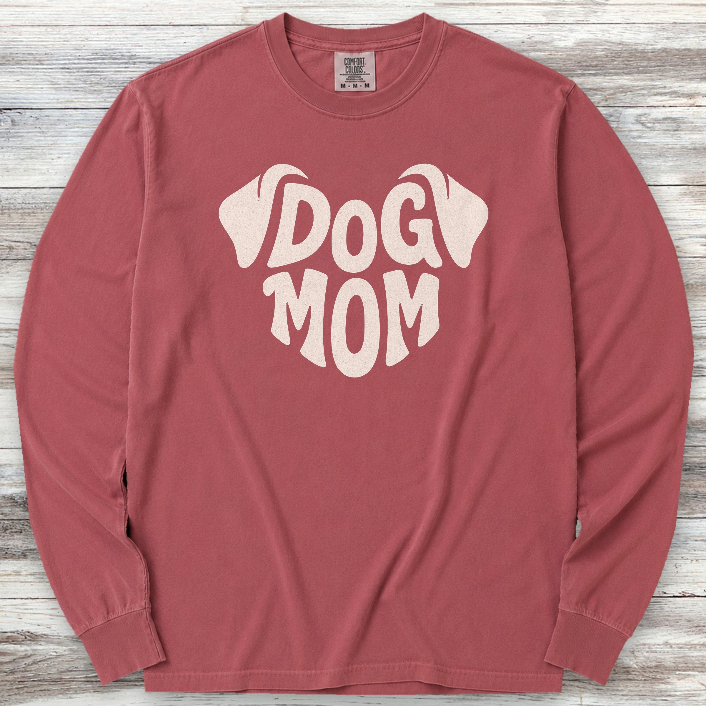 Dog Mom Ears Long Sleeve Tee - Brick