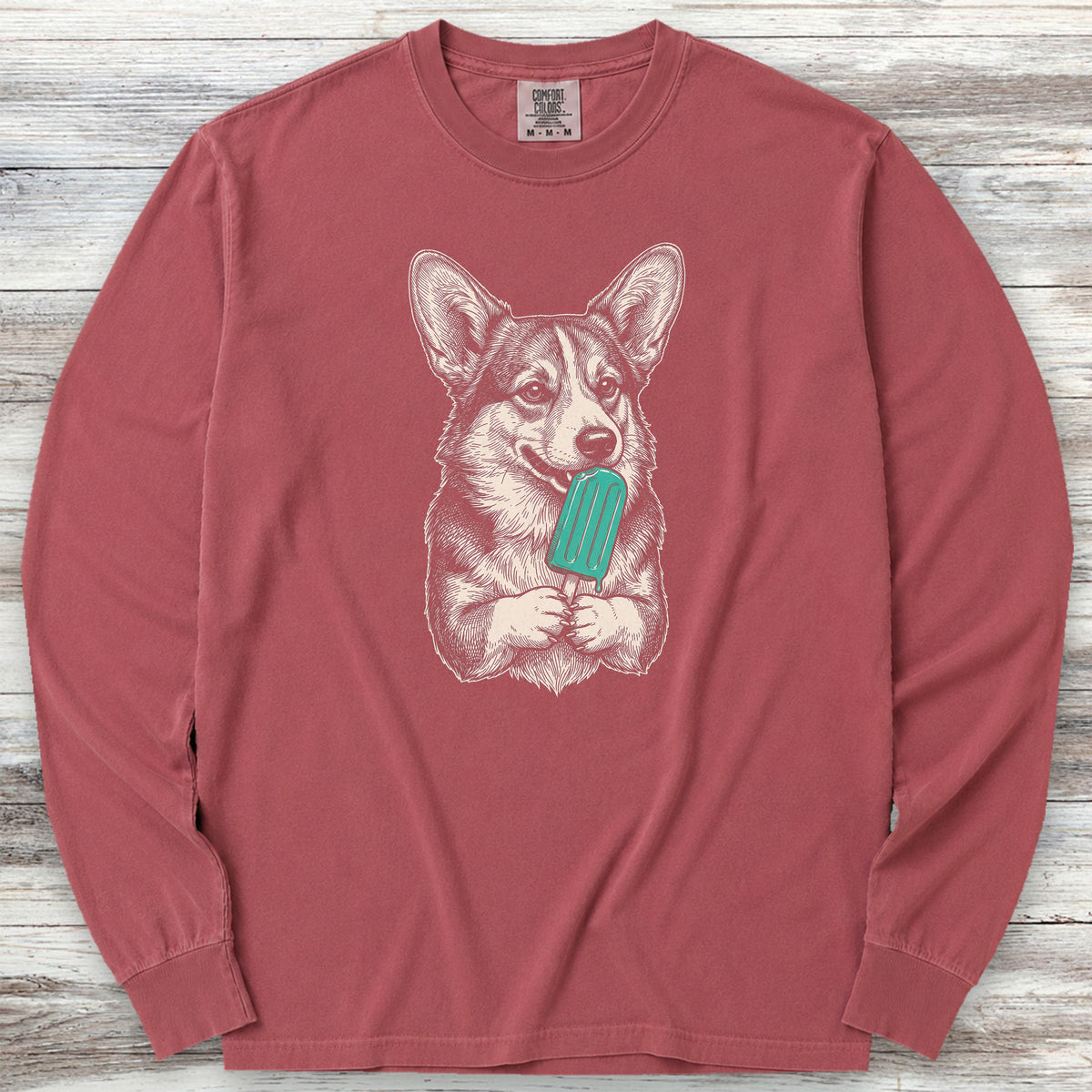 Corgi Pupsicle Long Sleeve Tee - Brick