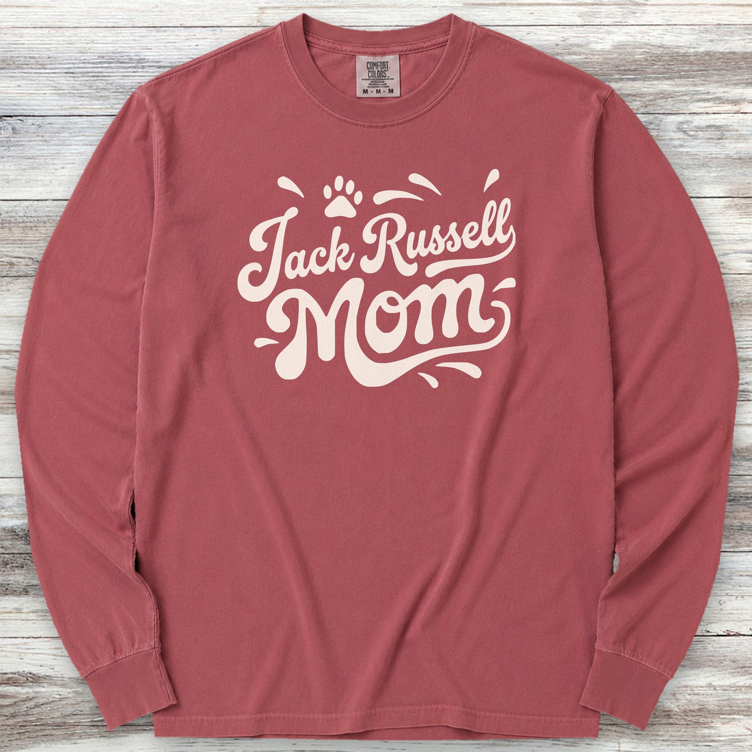 Jack Russell Groovy Mom Long Sleeve Tee - Brick