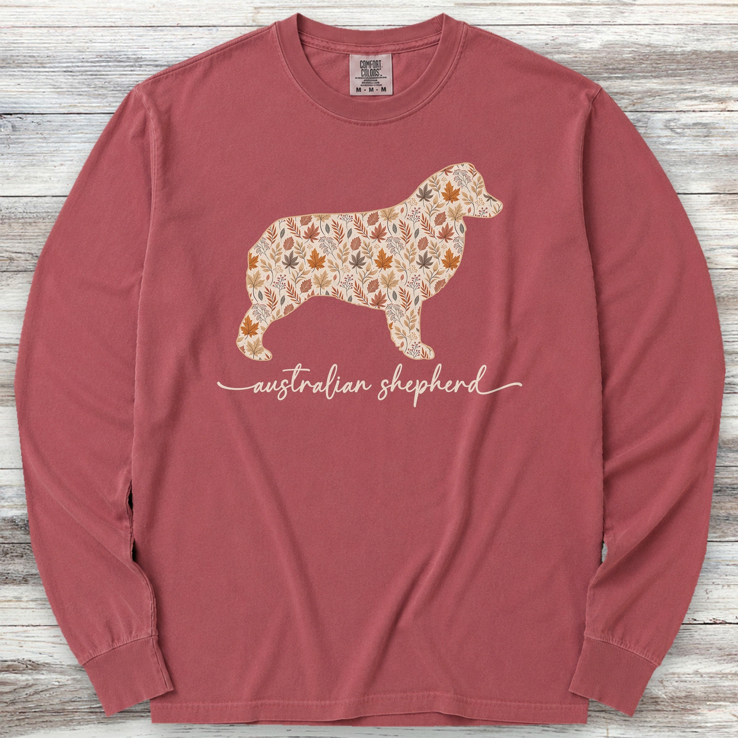 Australian Shepherd Fall Long Sleeve Tee - Brick
