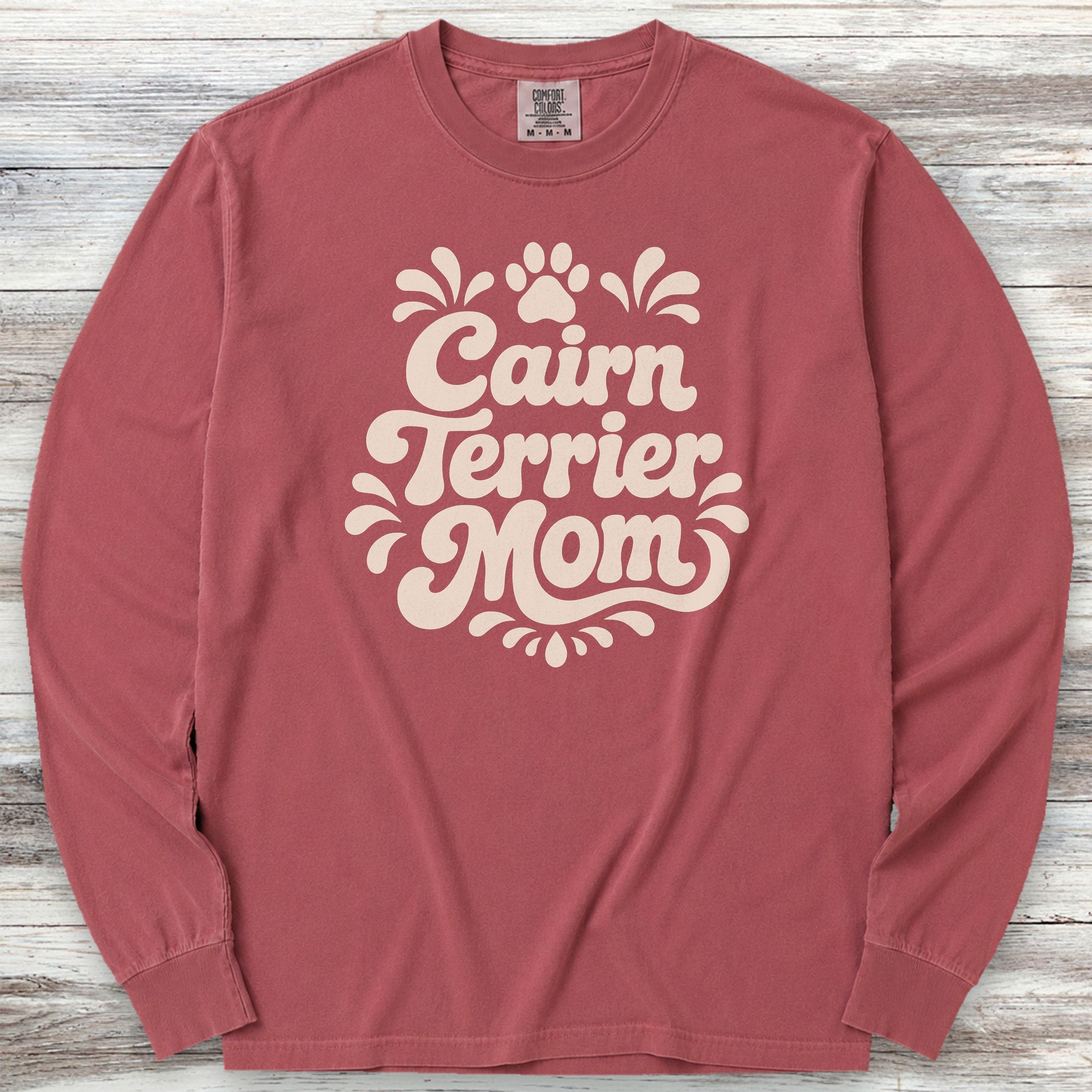 Cairn Terrier Groovy Mom Long Sleeve Tee - Brick