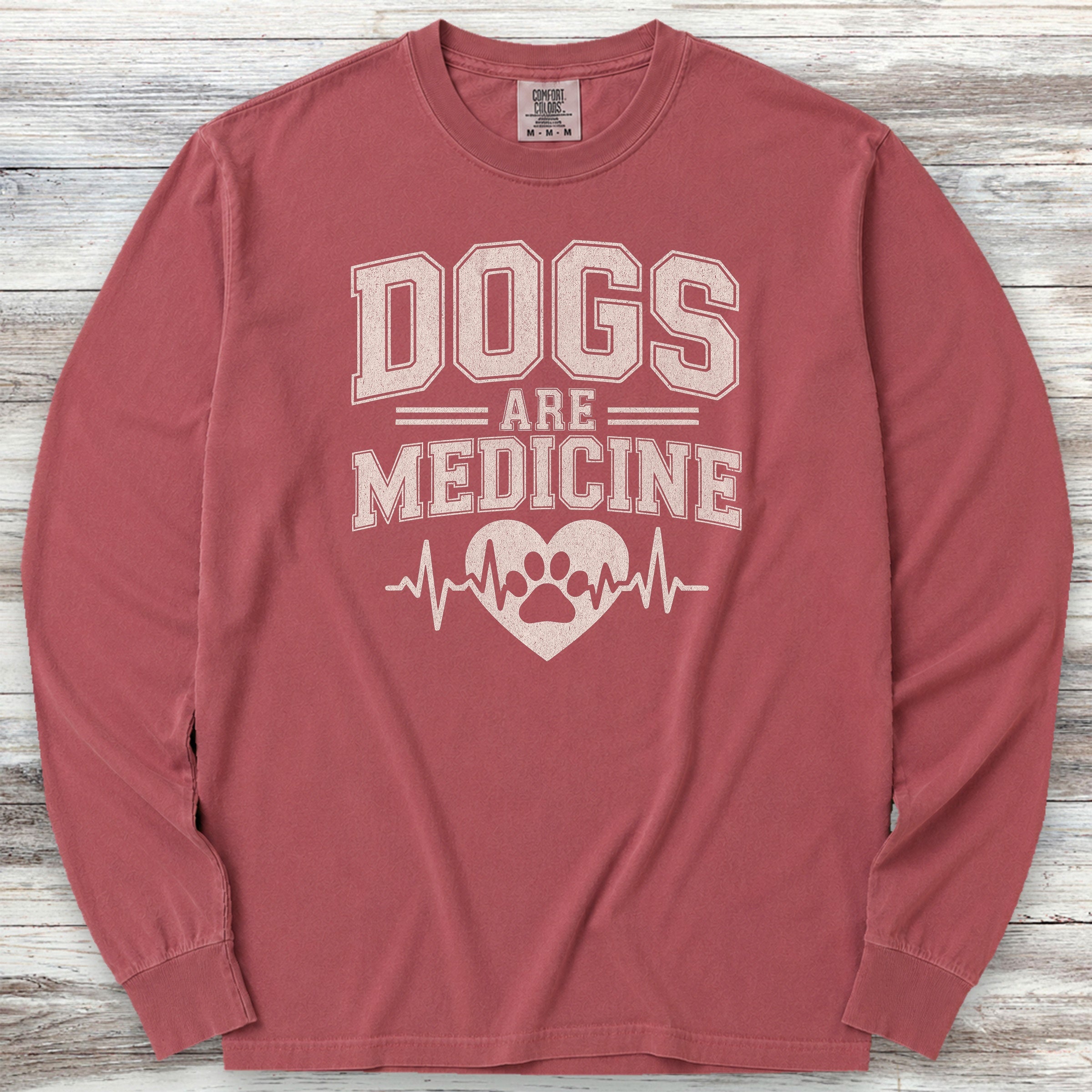 Dogs Are Medicine Long Sleeve Tee - Brick