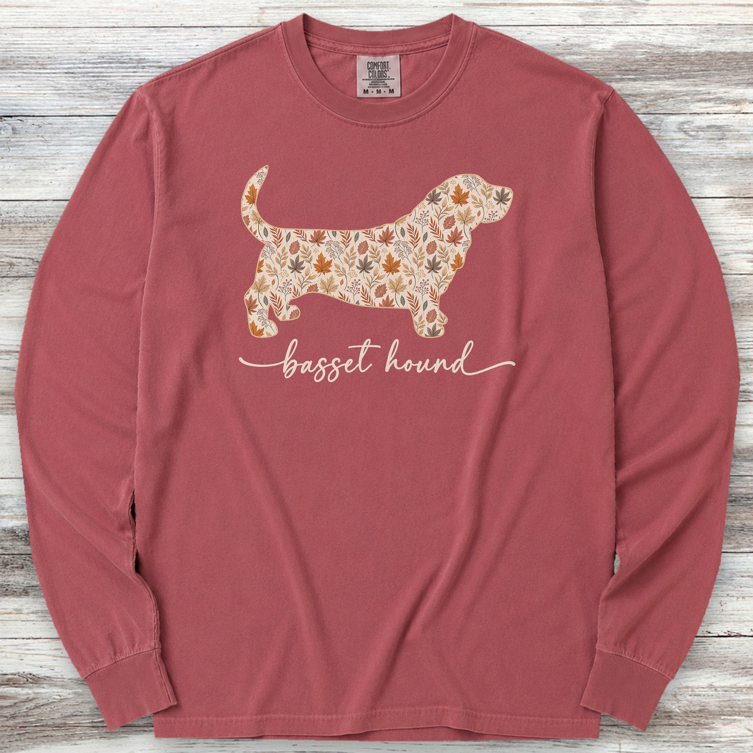Basset Hound Fall Long Sleeve Tee - Brick