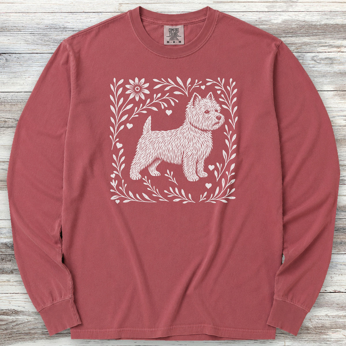 West Highland Linocut Long Sleeve Tee - Brick