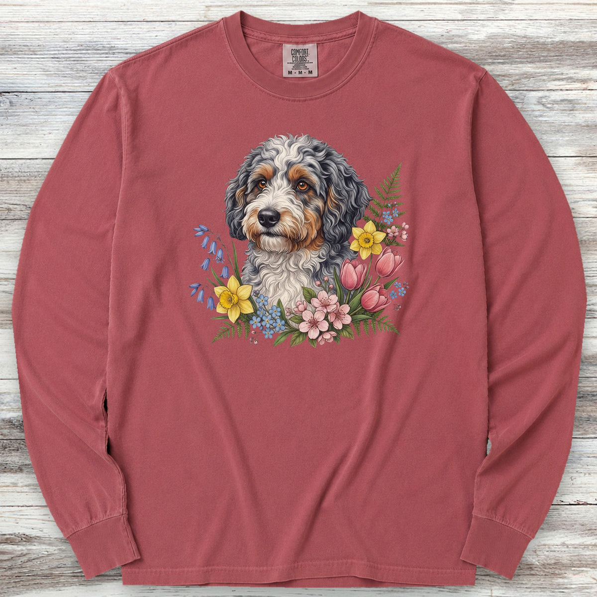 Aussiedoodle Spring Portrait Long Sleeve Tee - Brick