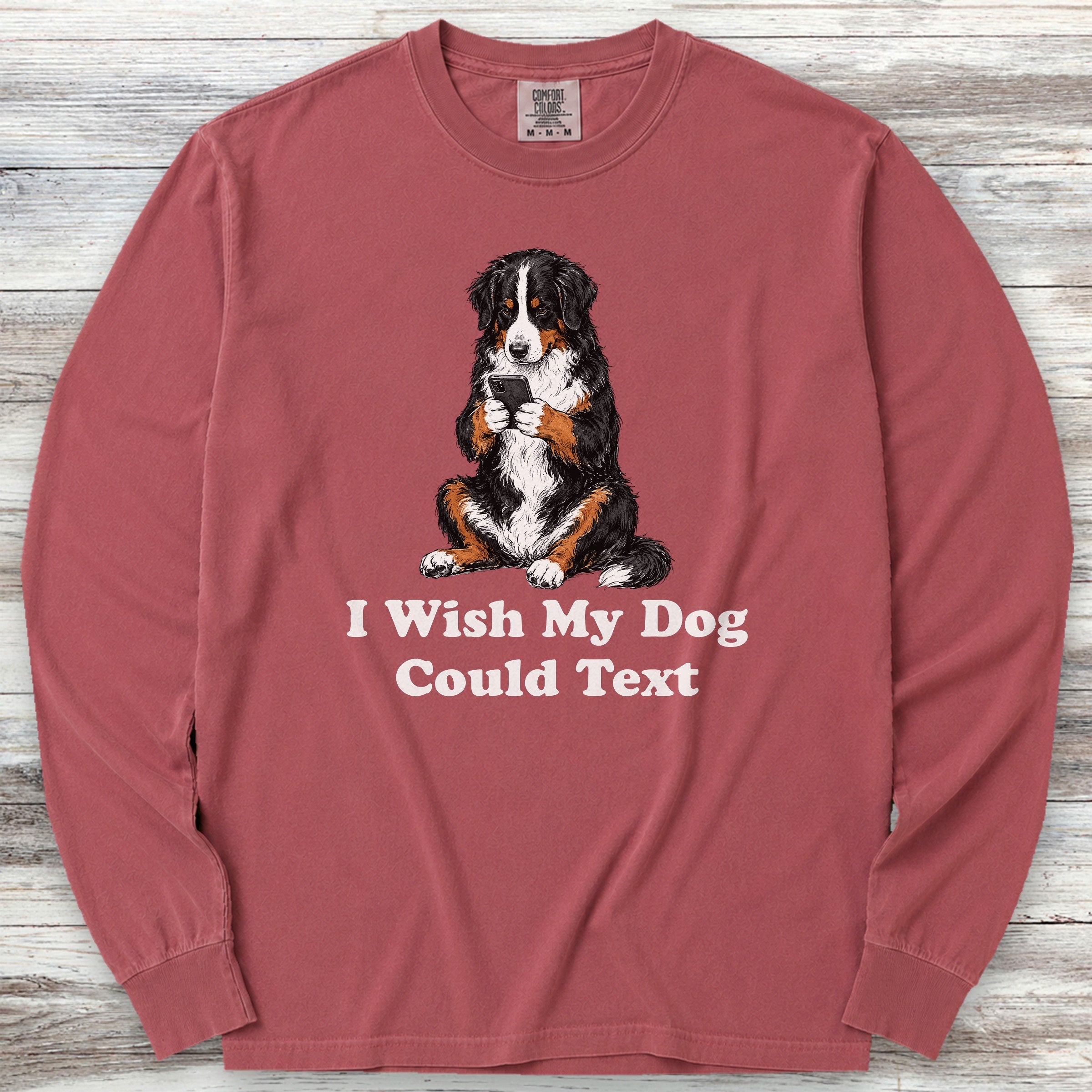 Bernese Mountain Dog Text Long Sleeve Tee - Brick