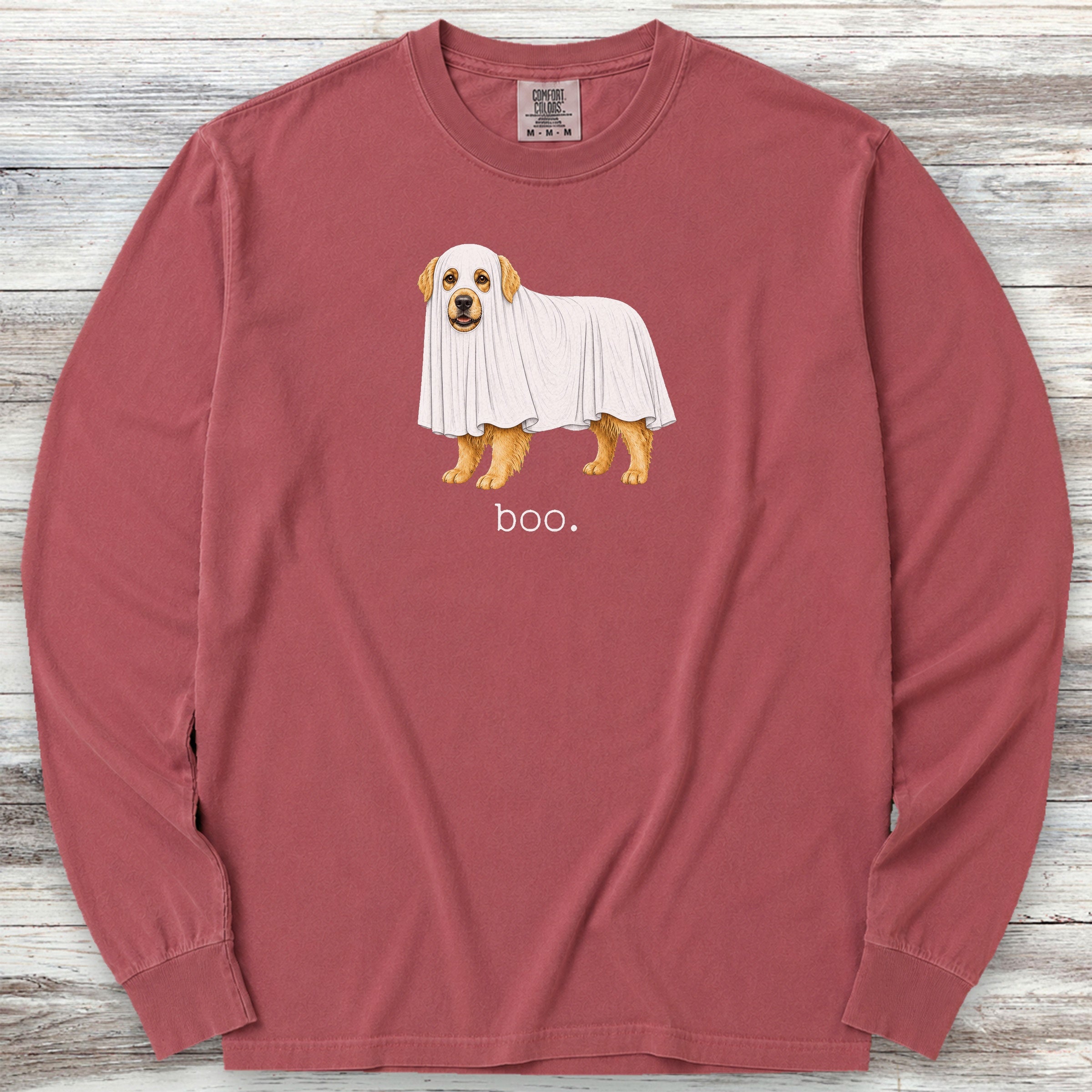 Golden Retriever Boo Long Sleeve Tee - Brick
