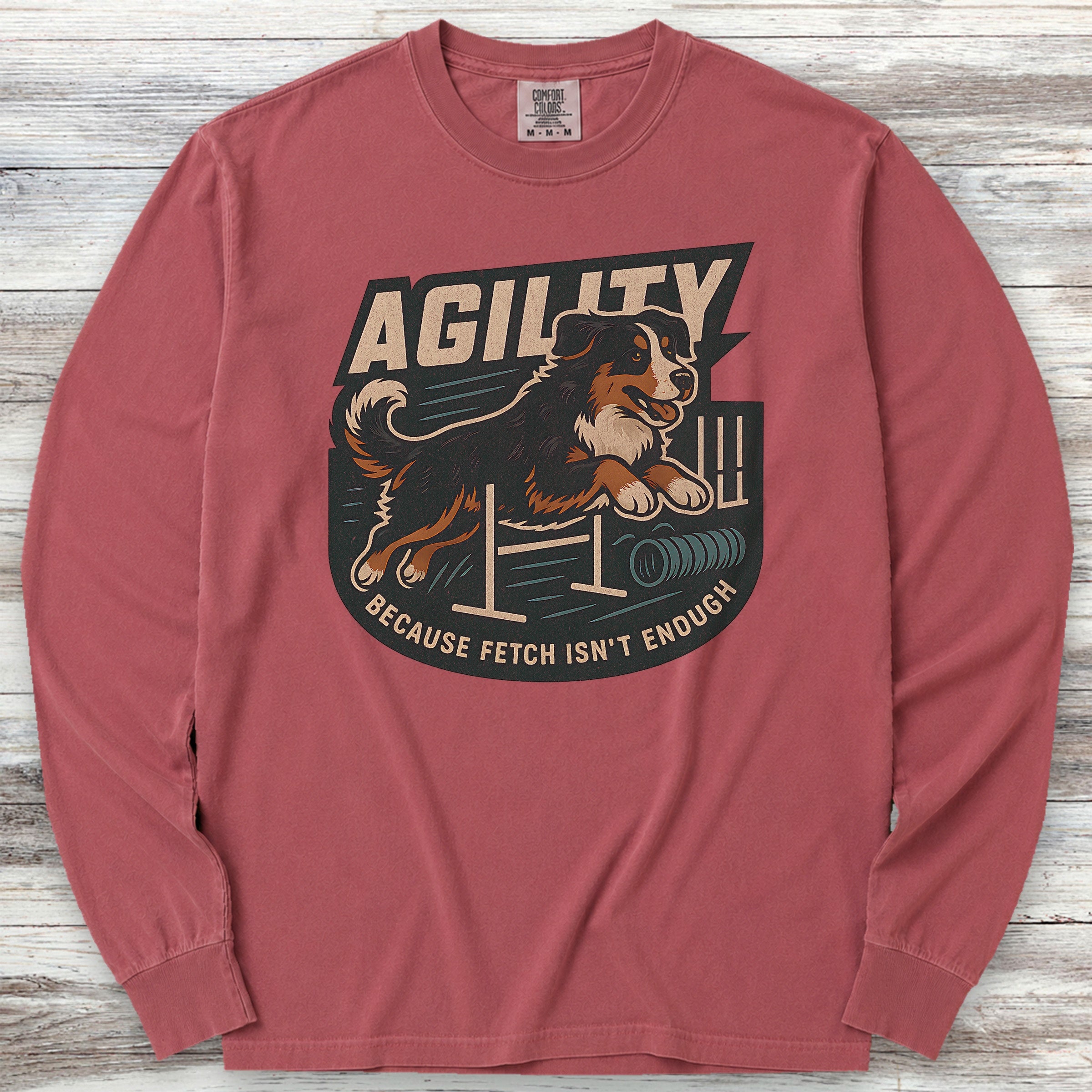 Bernese Mountain Dog Agility Long Sleeve Tee - Brick