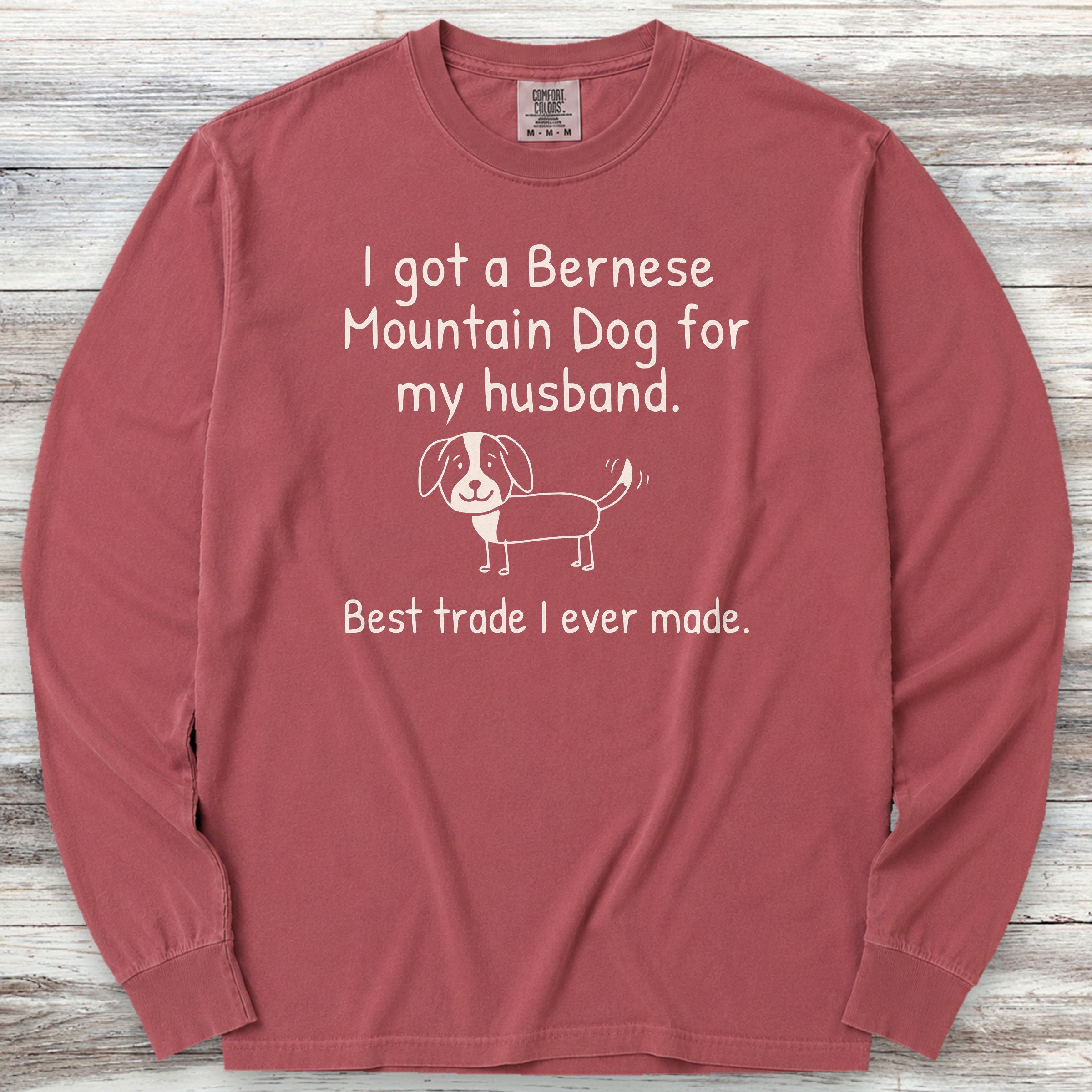 Bernese Mountain Dog 4 Husband Long Sleeve Tee - Brick