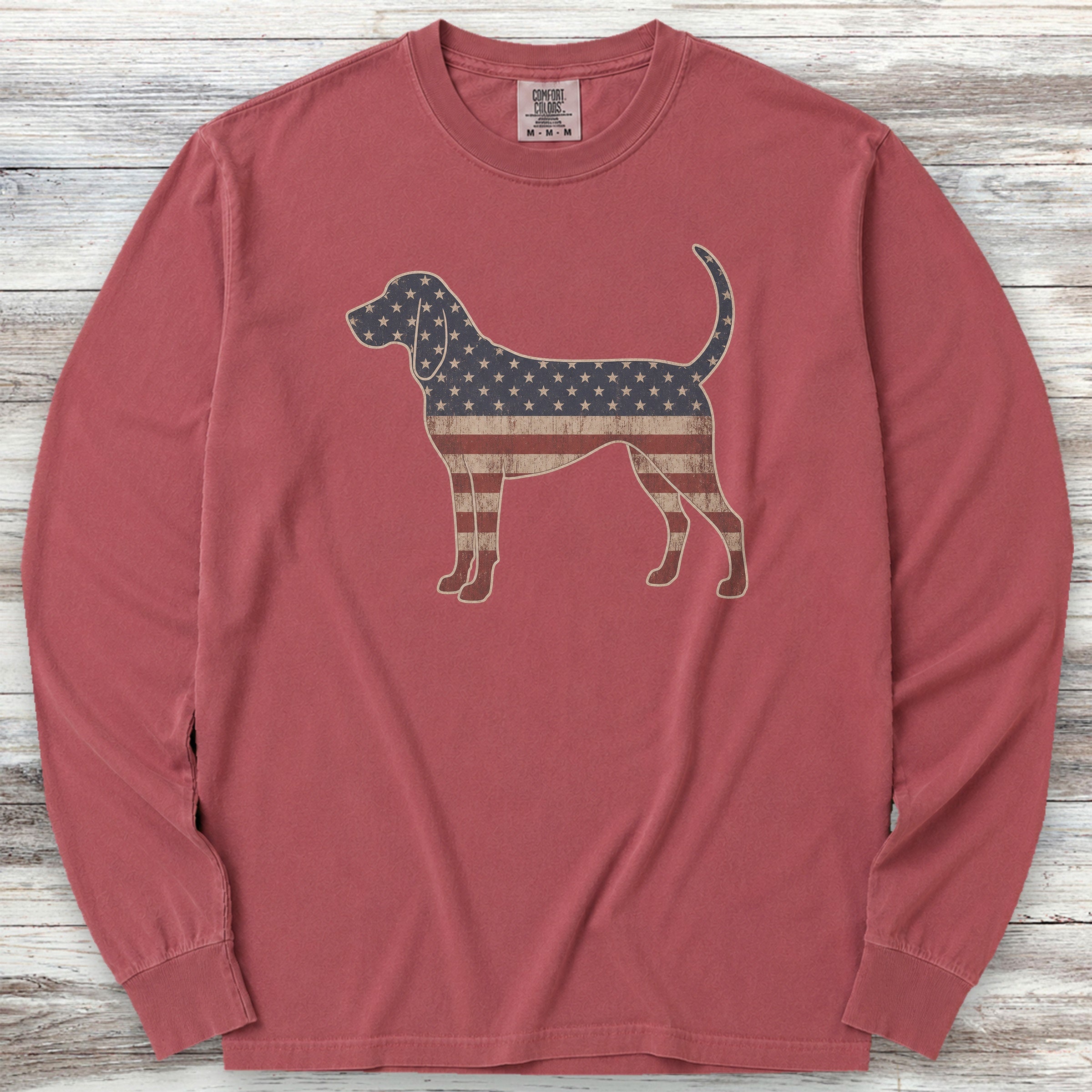 Coonhound Vintage USA Long Sleeve Tee - Brick