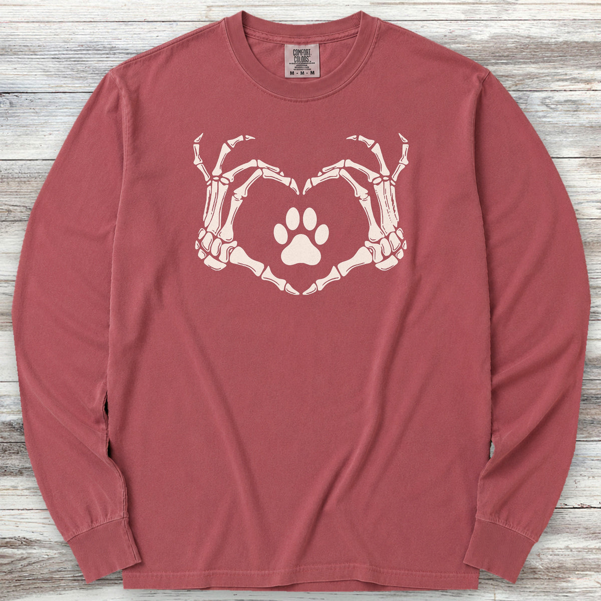 Skeleton Hands Long Sleeve Tee - Brick