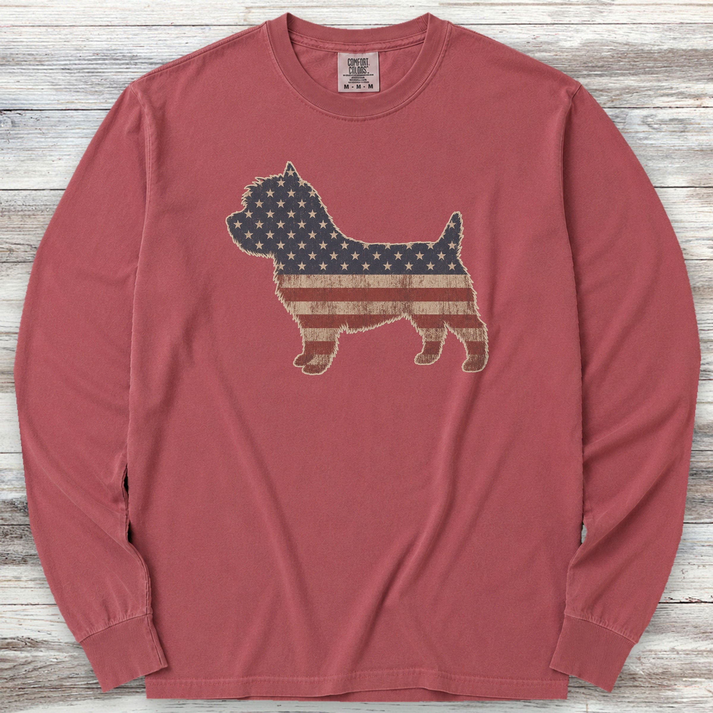 Cairn Terrier Vintage USA Long Sleeve Tee - Brick