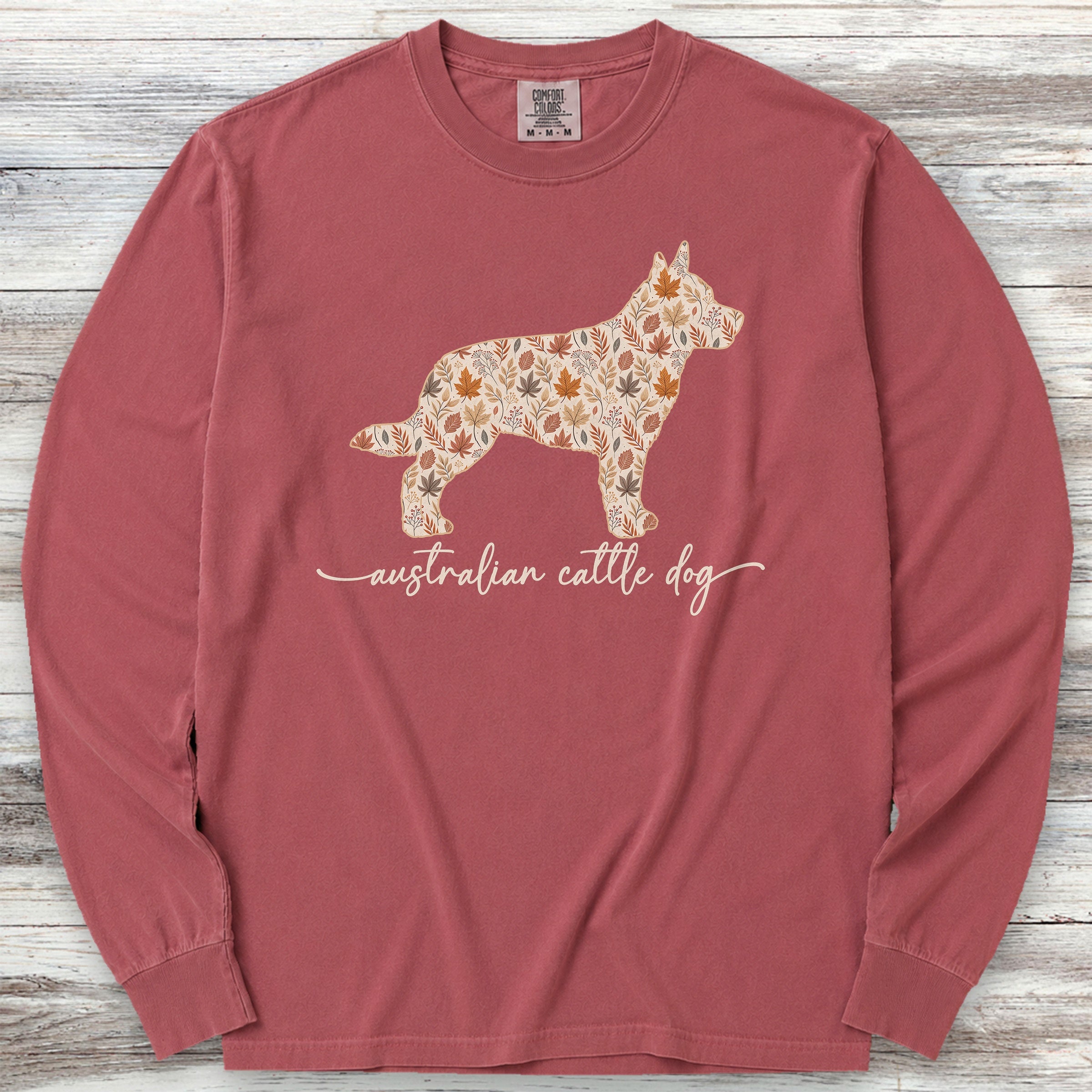 Australian Cattle Dog Fall Long Sleeve Tee - Brick