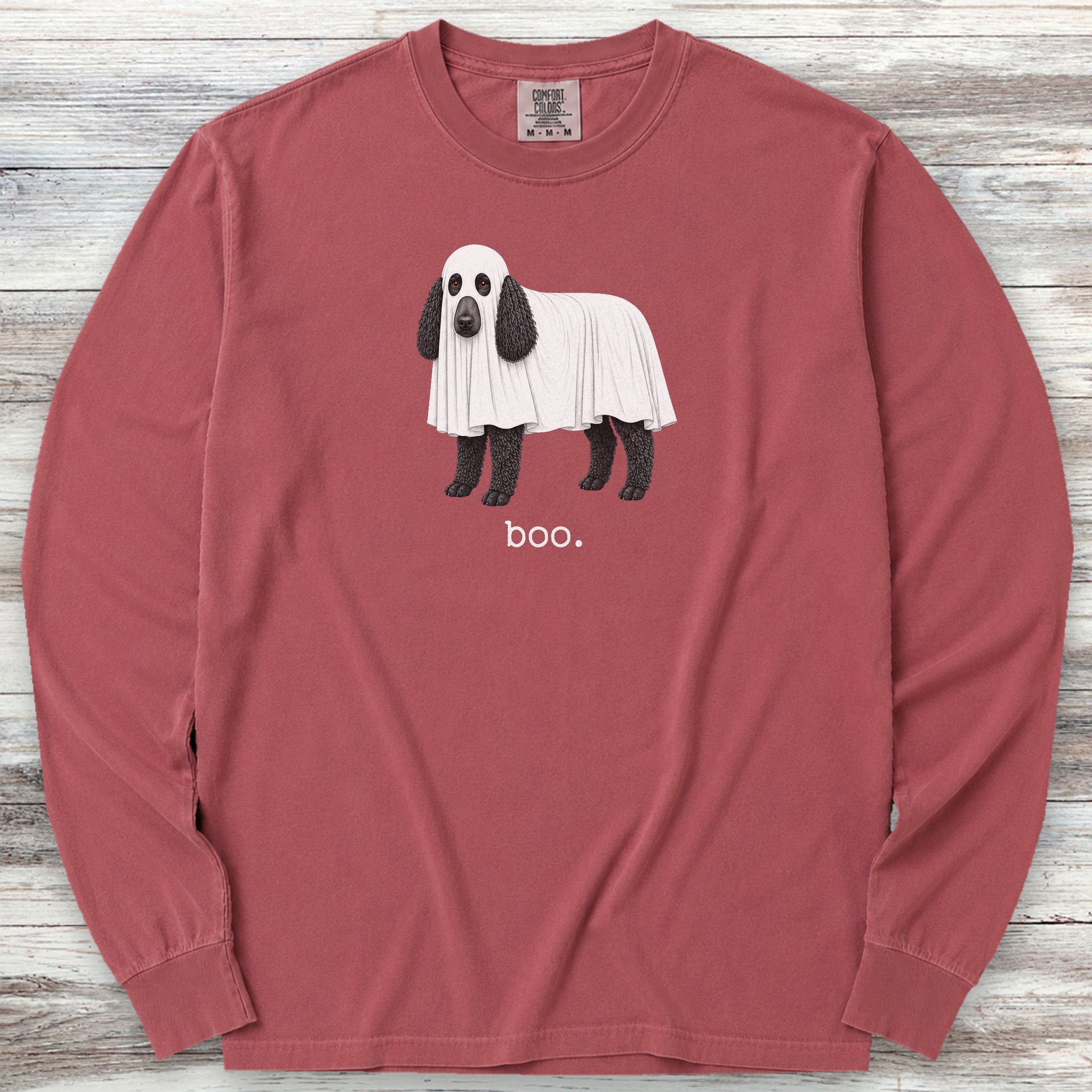 Poodle Black Boo Long Sleeve Tee - Brick