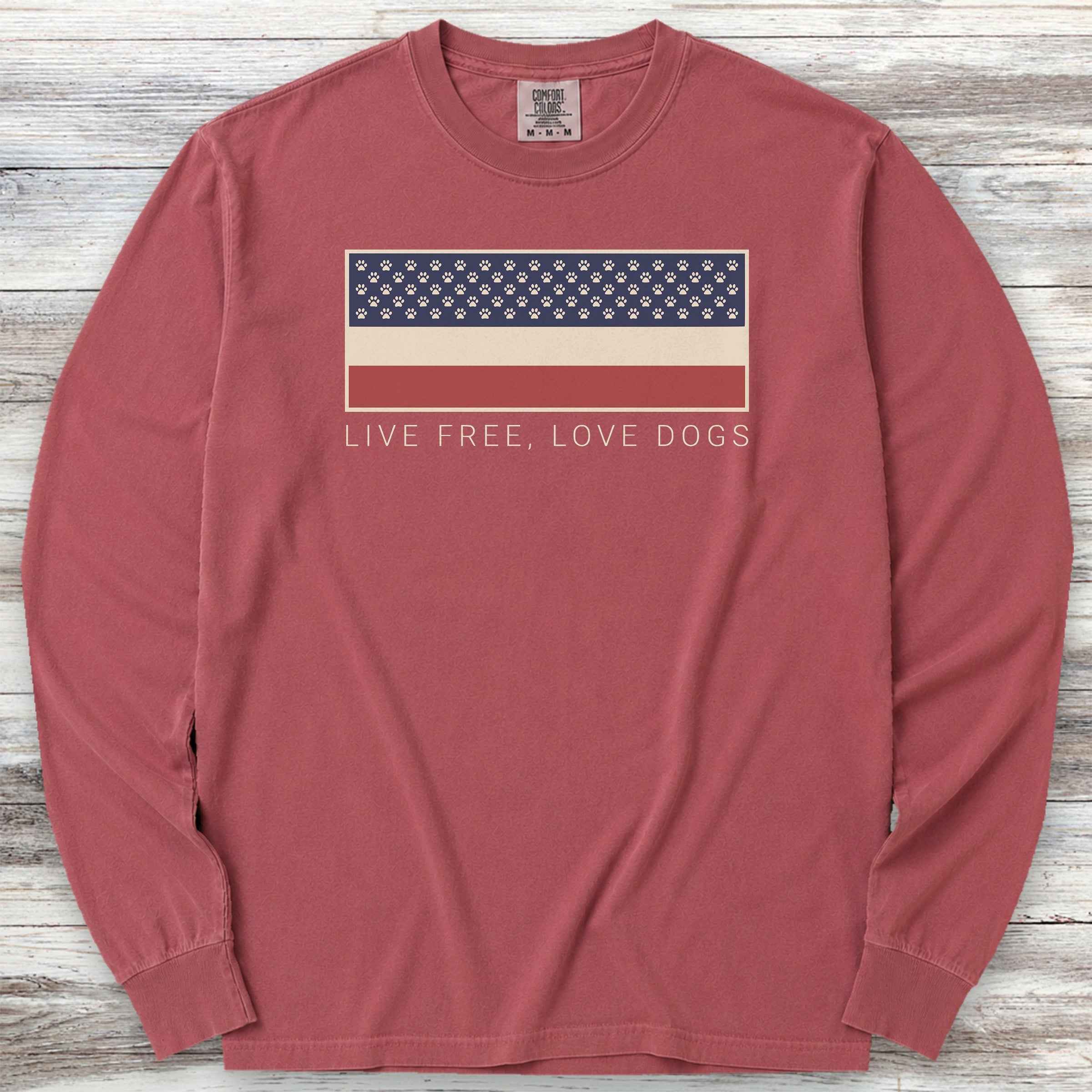 Live Free Love Dogs Long Sleeve Tee - Brick