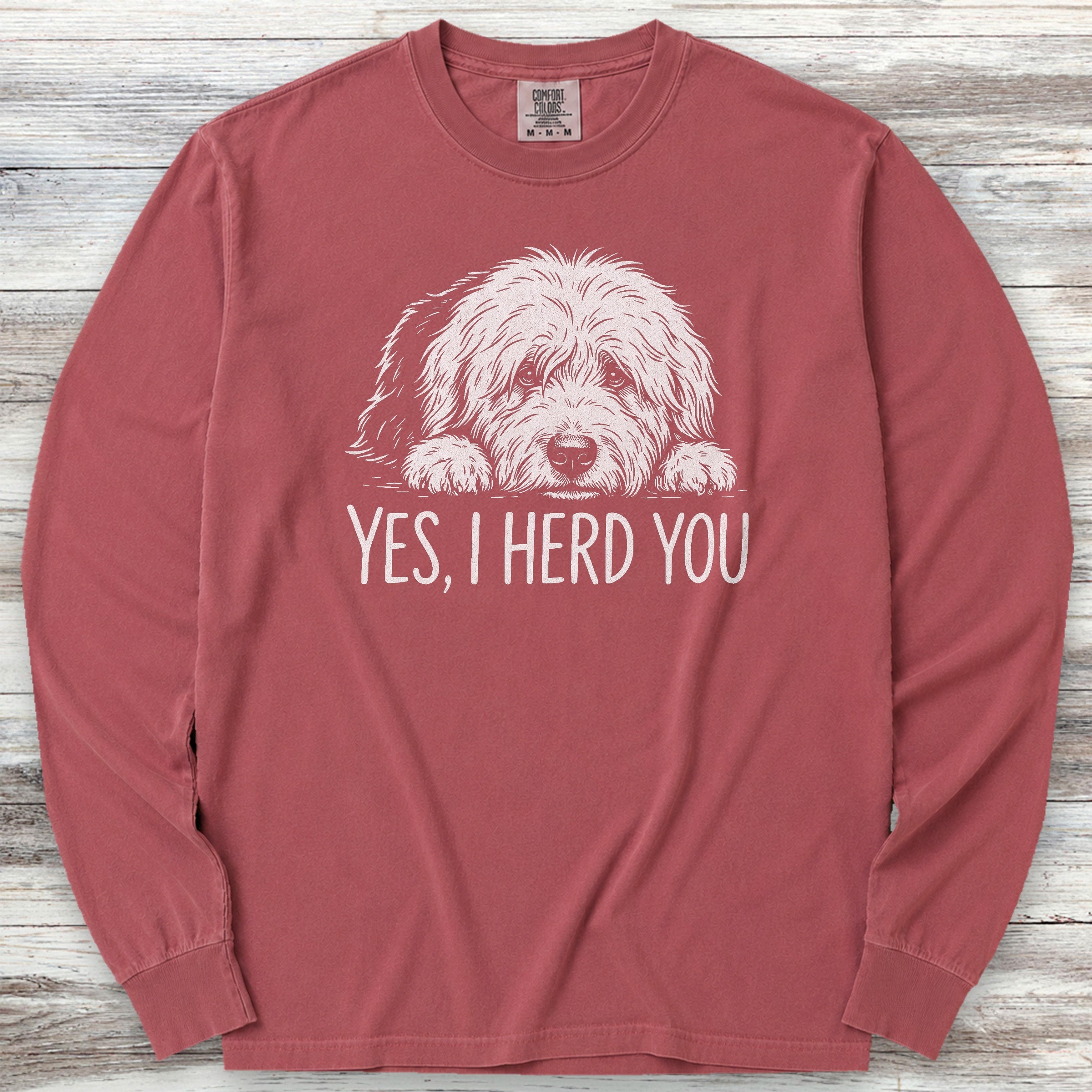 Old English Sheepdog Herd You Long Sleeve Tee - Brick