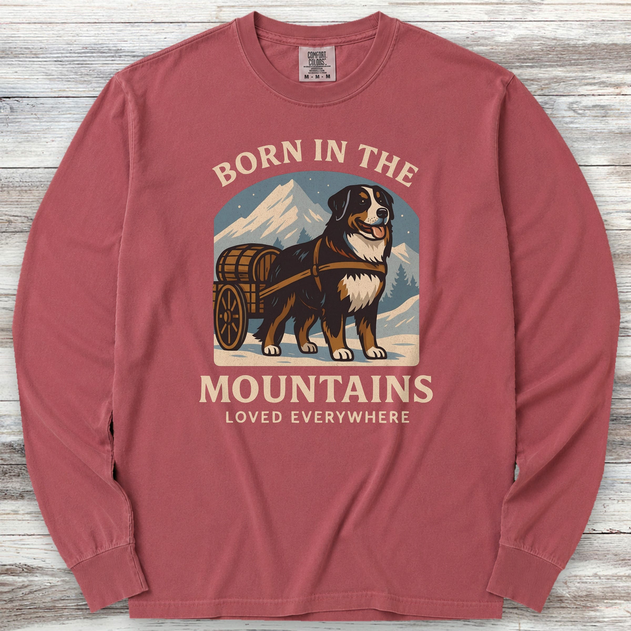 Bernese Mountain Dog Born Long Sleeve Tee - Brick