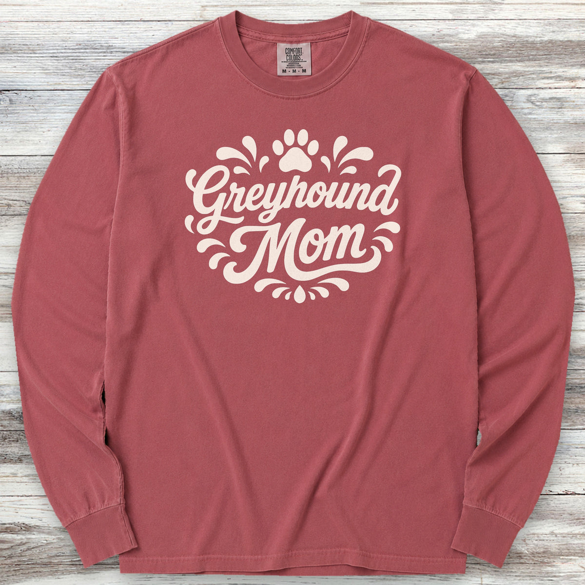 Greyhound Groovy Mom Long Sleeve Tee - Brick