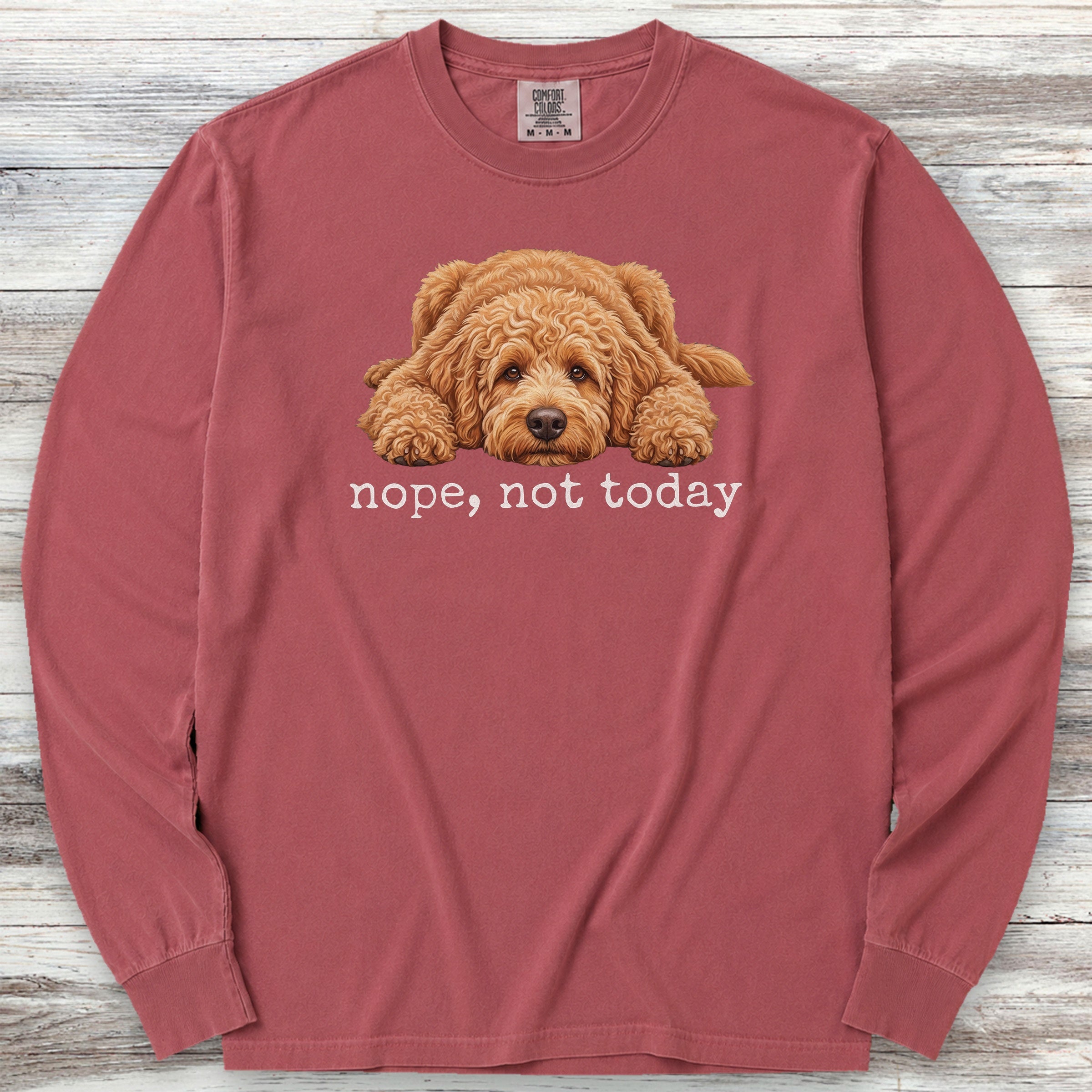 Goldendoodle Nope Long Sleeve Tee - Brick