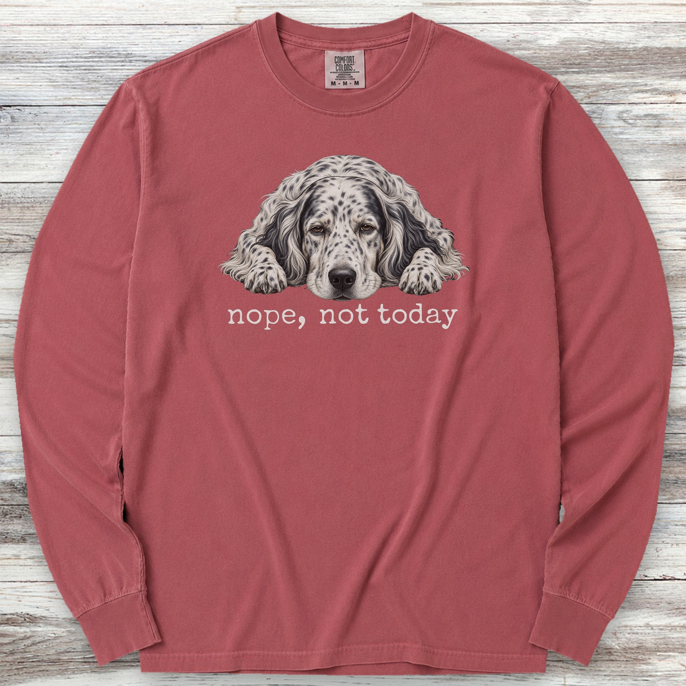 English Setter Nope Long Sleeve Tee - Brick