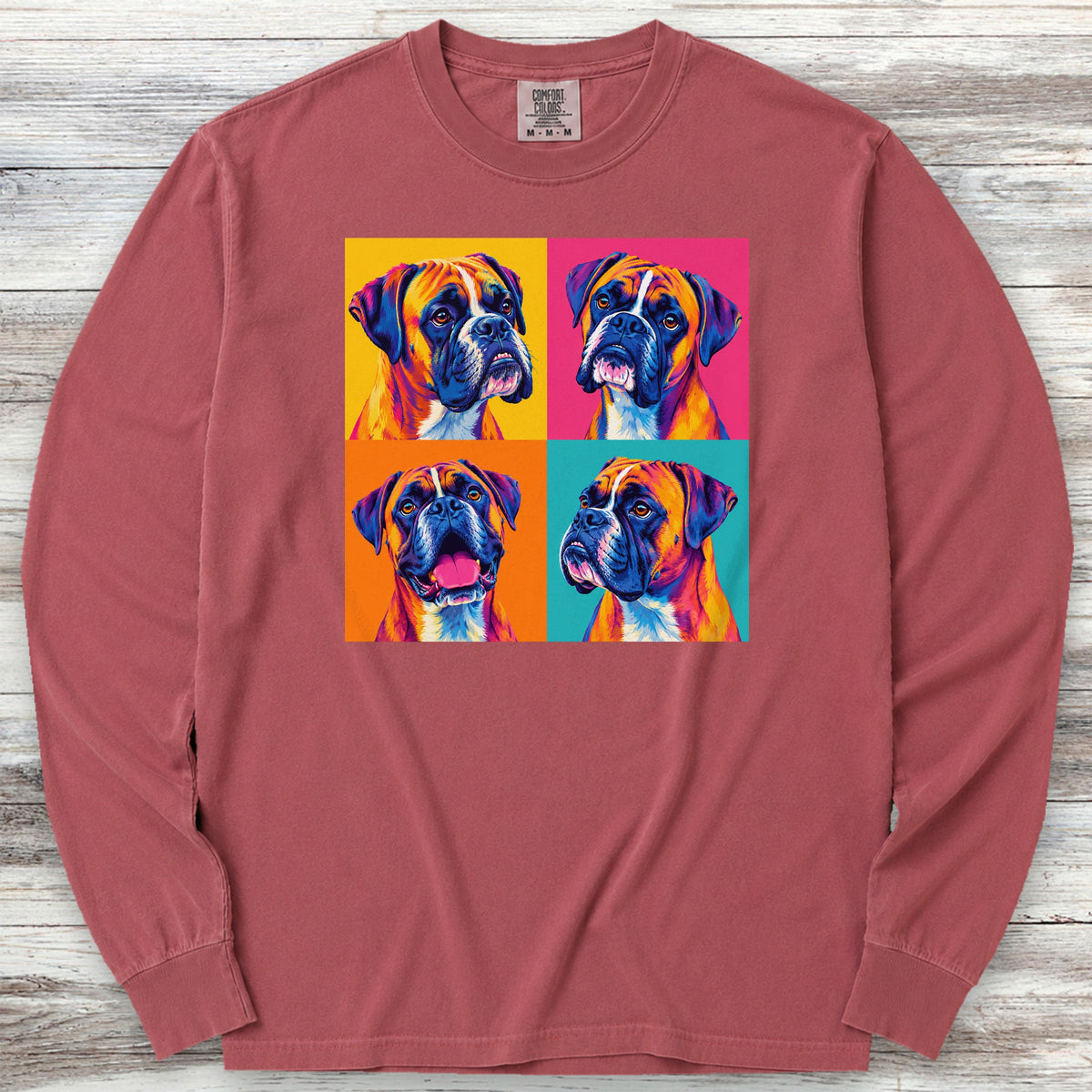 Boxer Pop Art Long Sleeve Tee - Brick