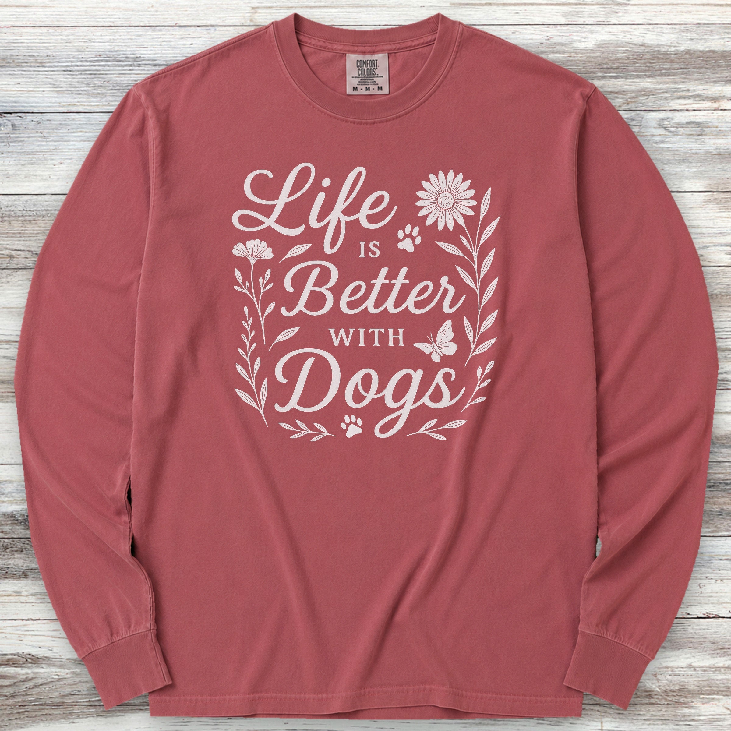 Life is Better Wildflowers Long Sleeve Tee - Brick